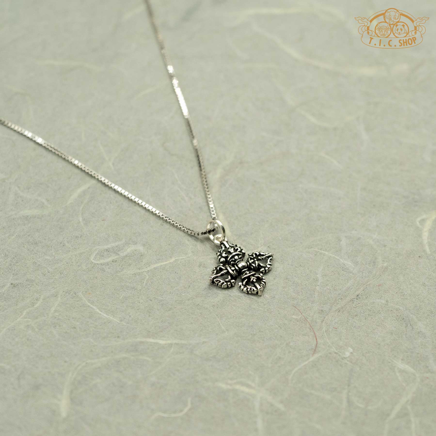 Double Vajra 925 Silver Pendant Necklace