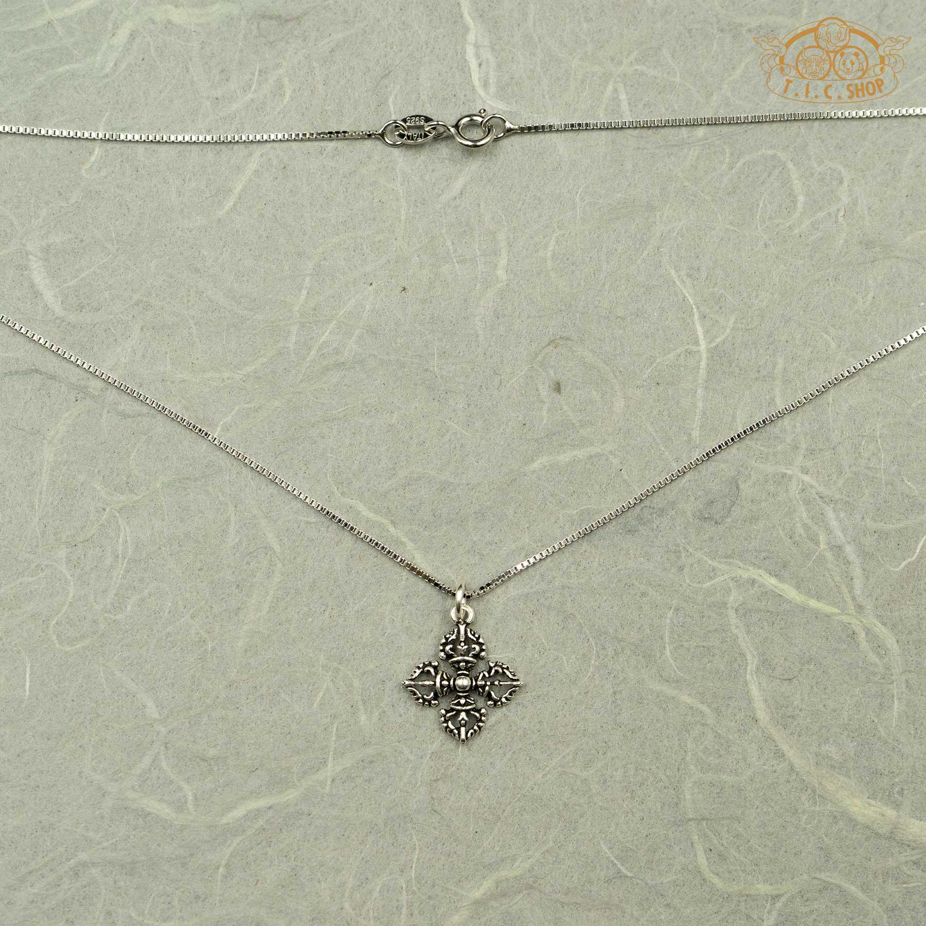 Double Vajra 925 Silver Pendant Necklace