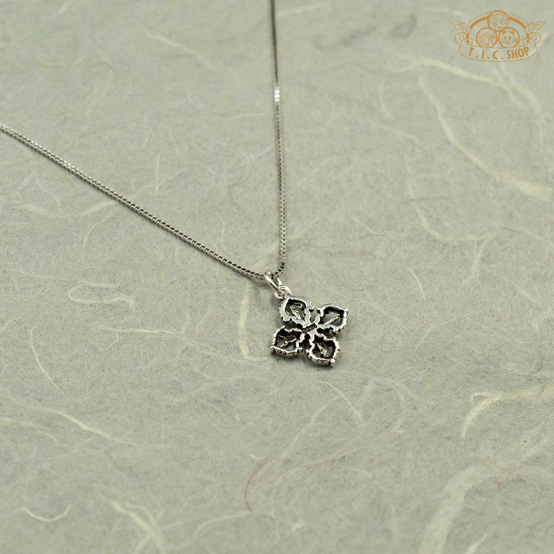 Double Vajra 925 Silver Pendant Necklace