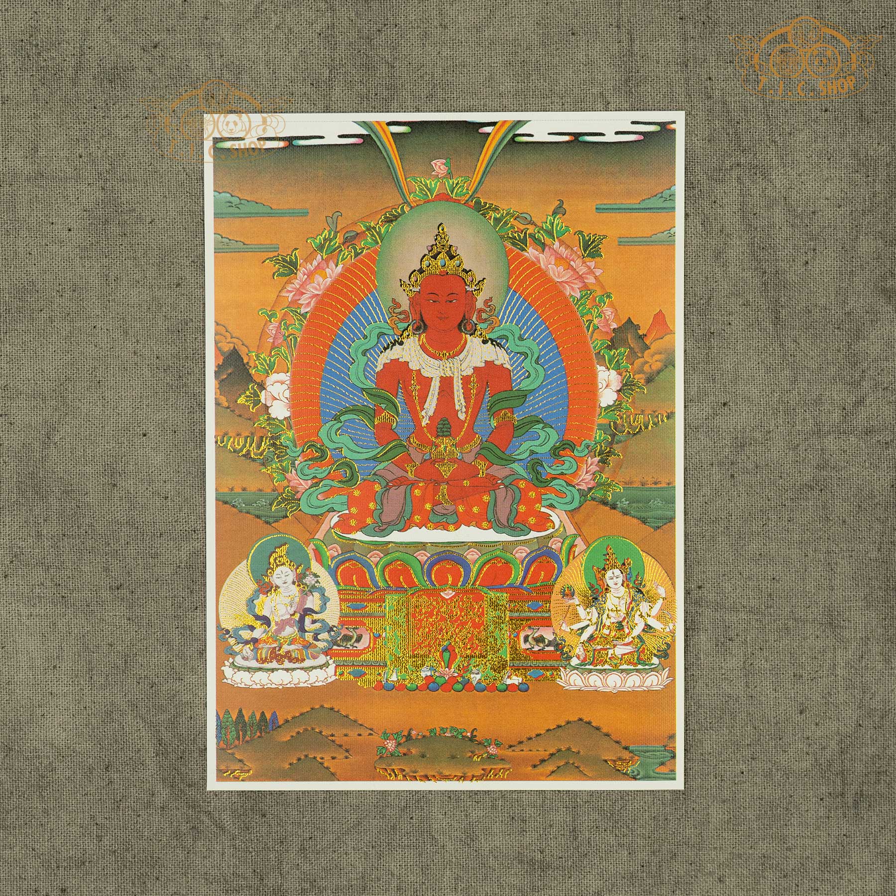 Amitayus Buddha Image with Gold Stamping