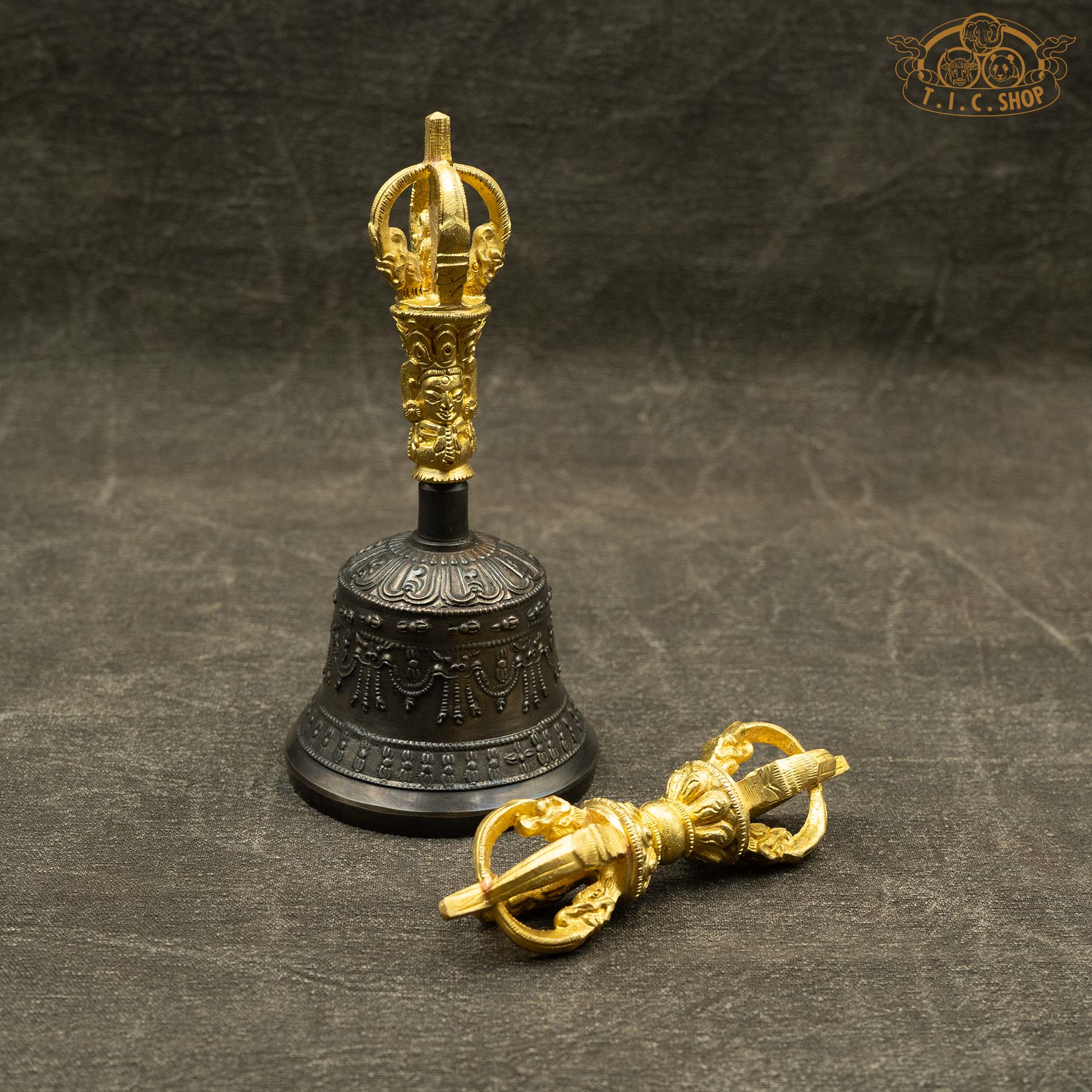 Tibetan Vajra and Bell (Dorje and Ghanta) Ritual Set Medium