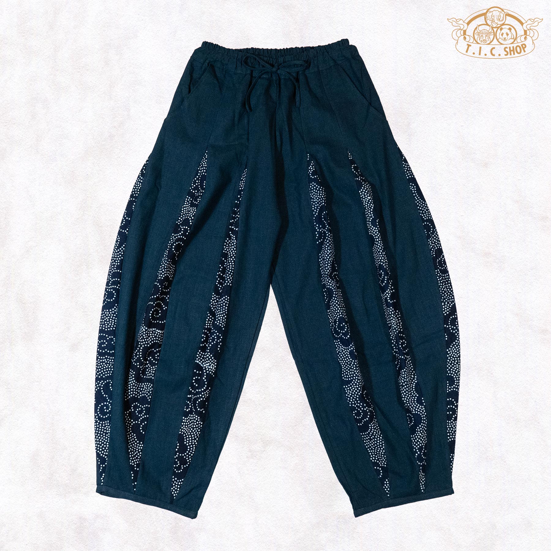 Casual Cotton-Linen Patchwork Balloon Trousers