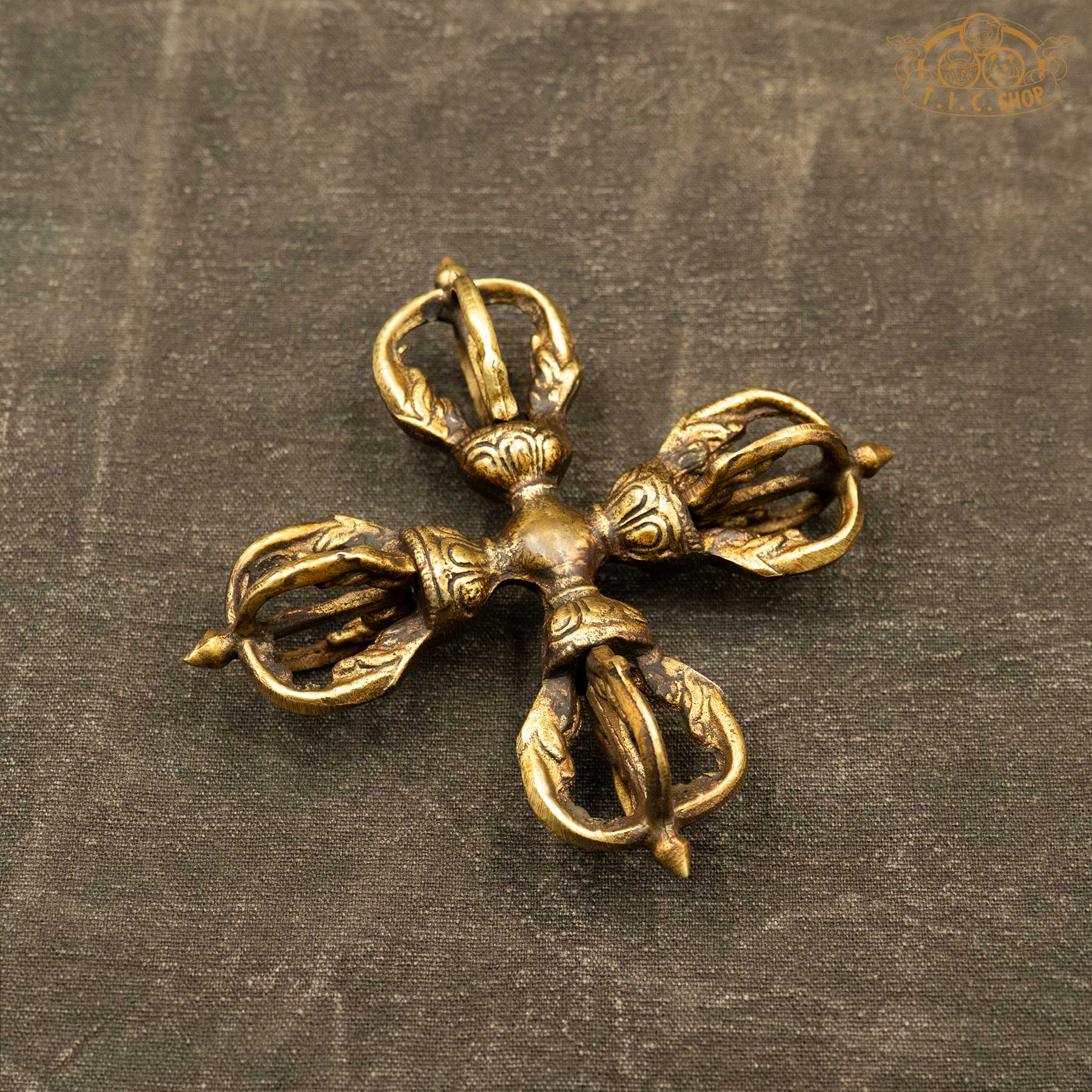 Tibetan Ritual Five-pronged Double Vajra Dorje Brass