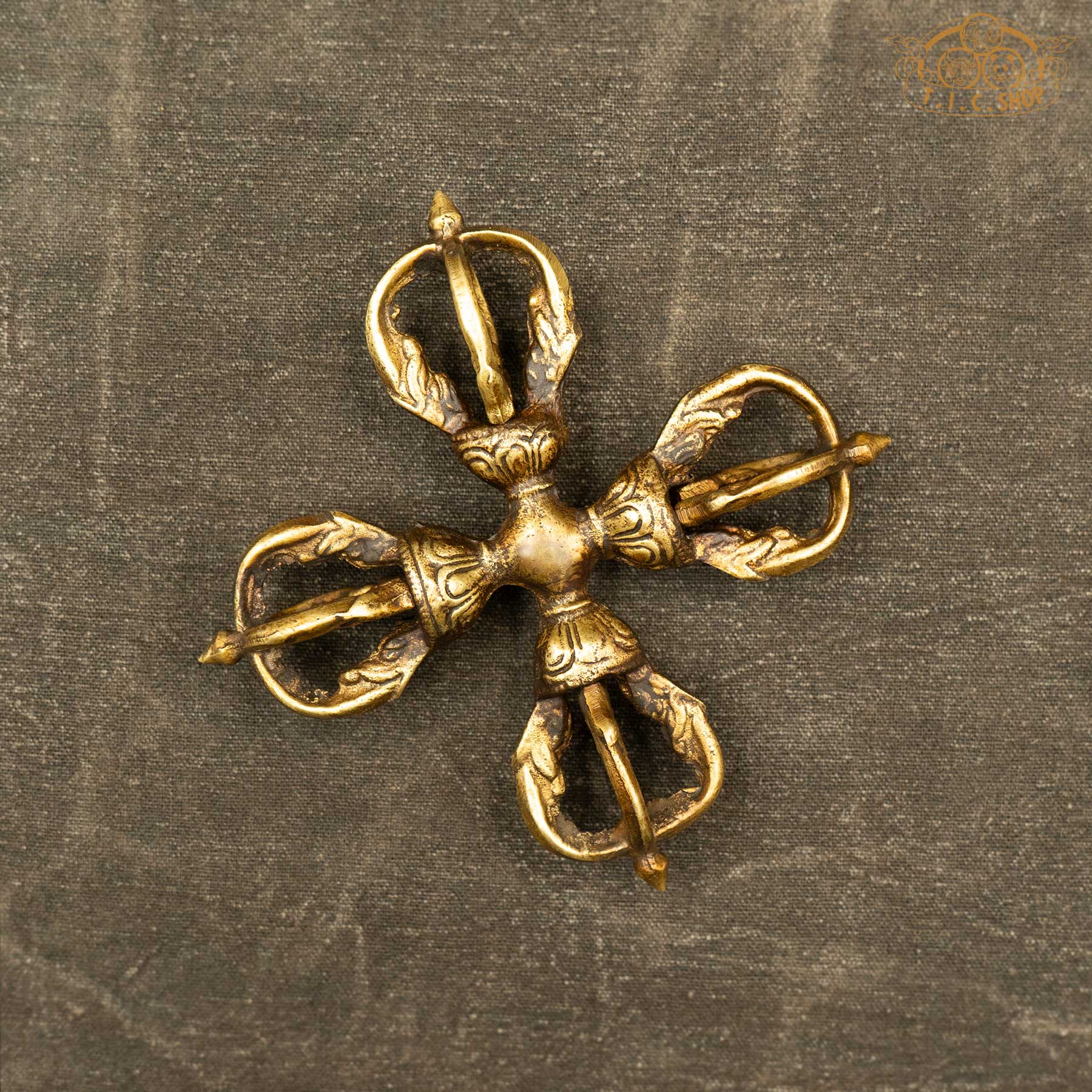 Tibetan Ritual Five-pronged Double Vajra Dorje Brass