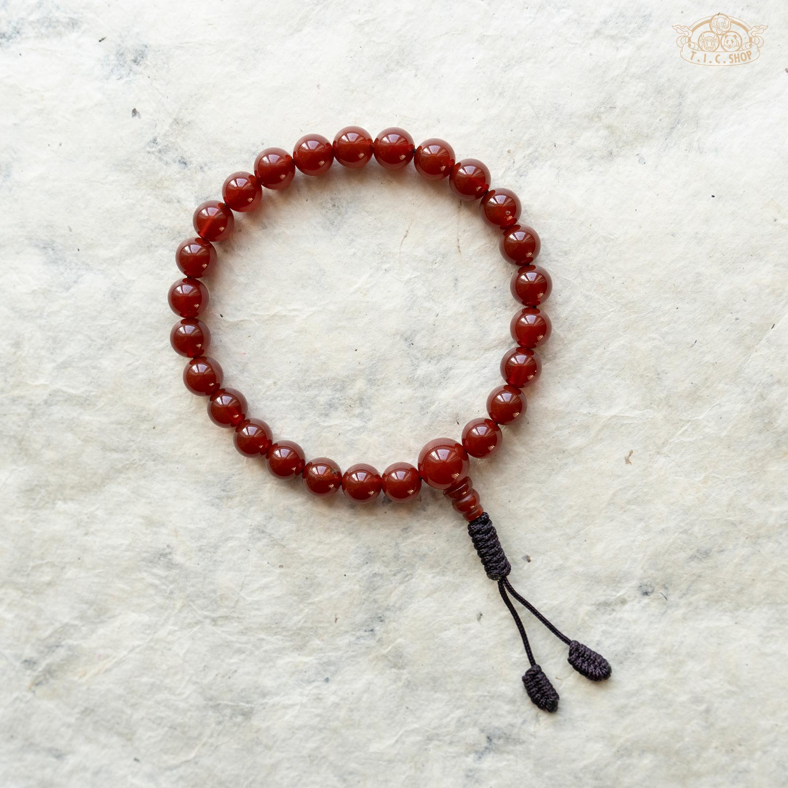 'Sunny Way' Red Agate 8mm Beads Wrist Mala