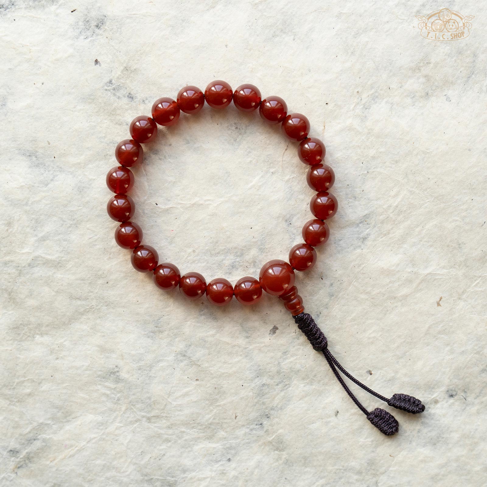 'Sunny Way' Red Agate 8mm Beads Wrist Mala