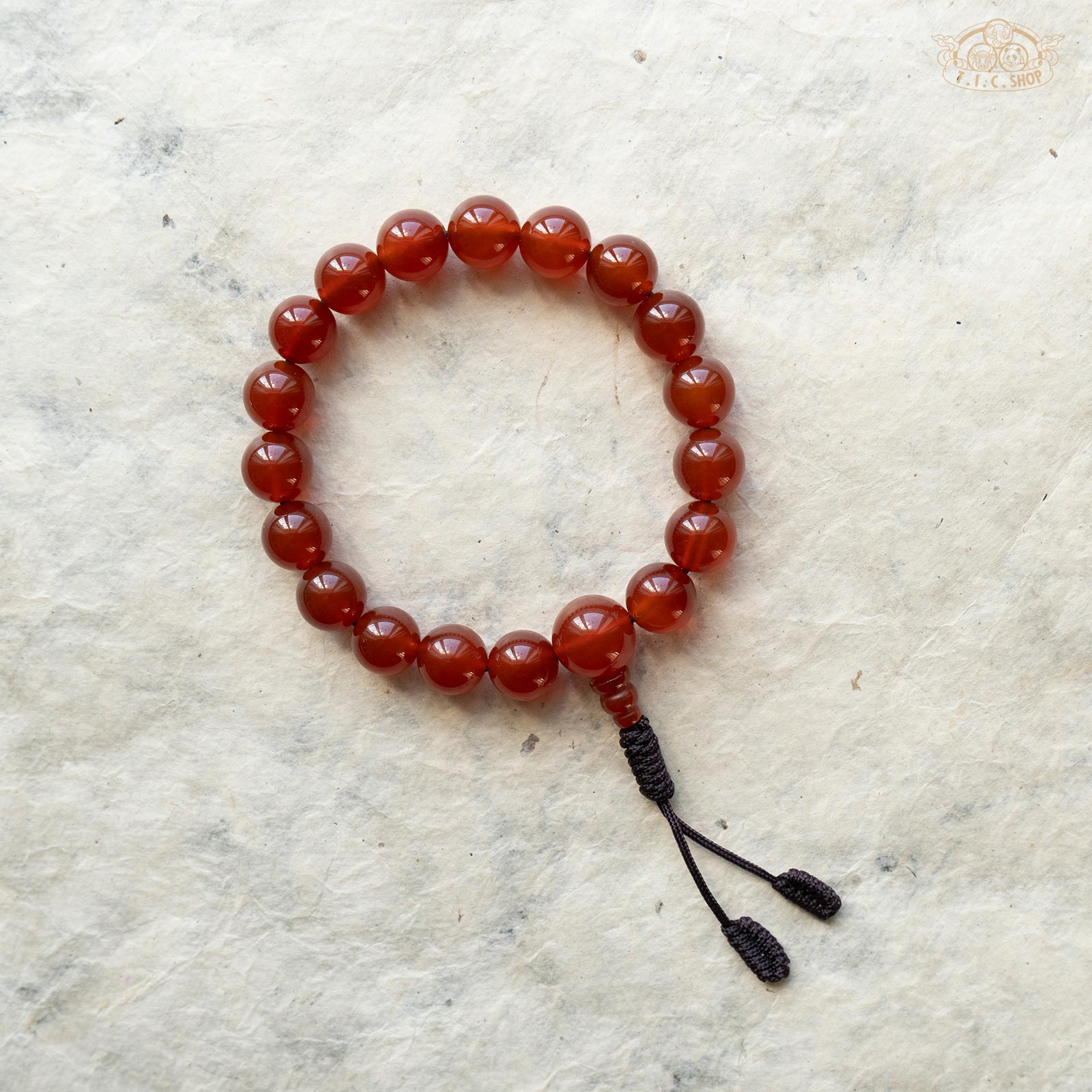 'Sunny Way' Red Agate 10mm Beads Wrist Mala