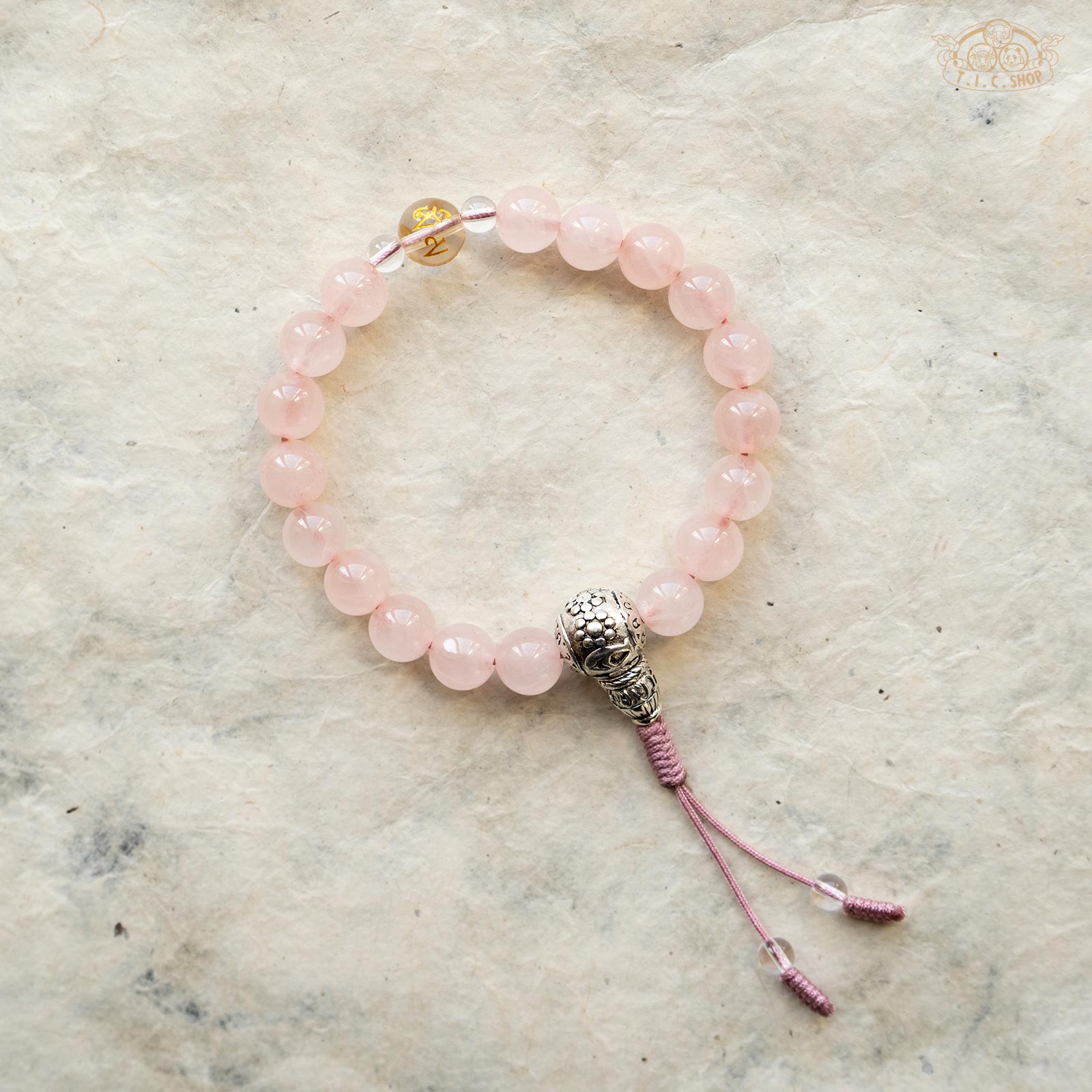 Rose Quartz 8mm Beads Wrist Mala Bracelet