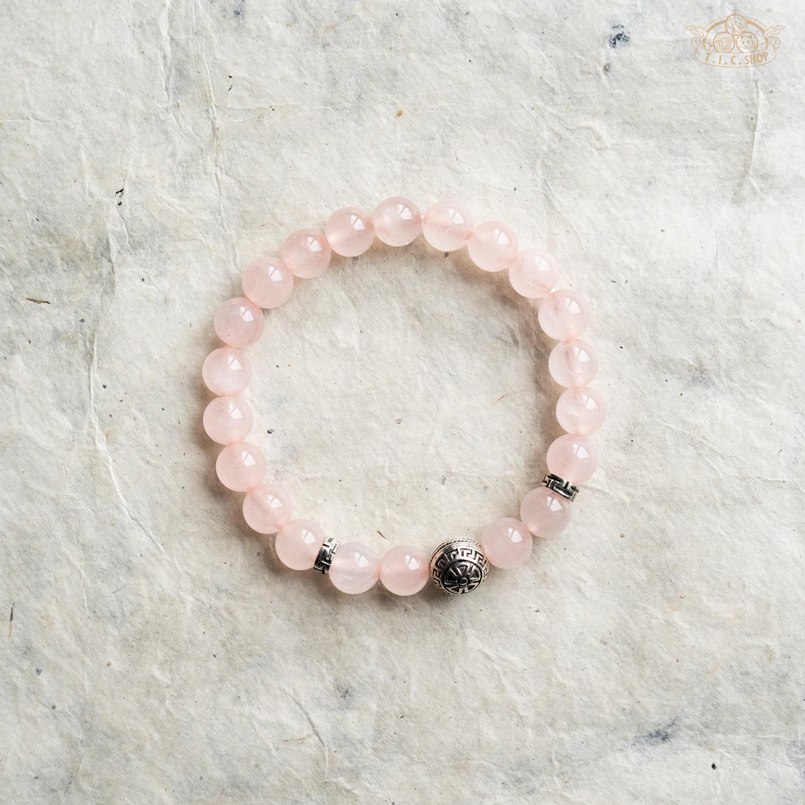 Traditional Spiral Rose Quartz 8mm Beads Bracelet