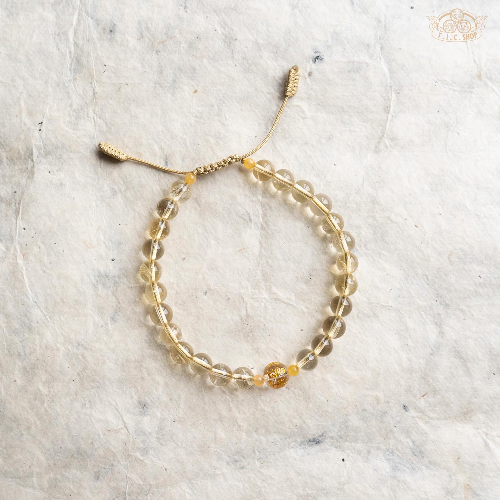 Citrine 6mm Beads Bracelet with Om Mantra
