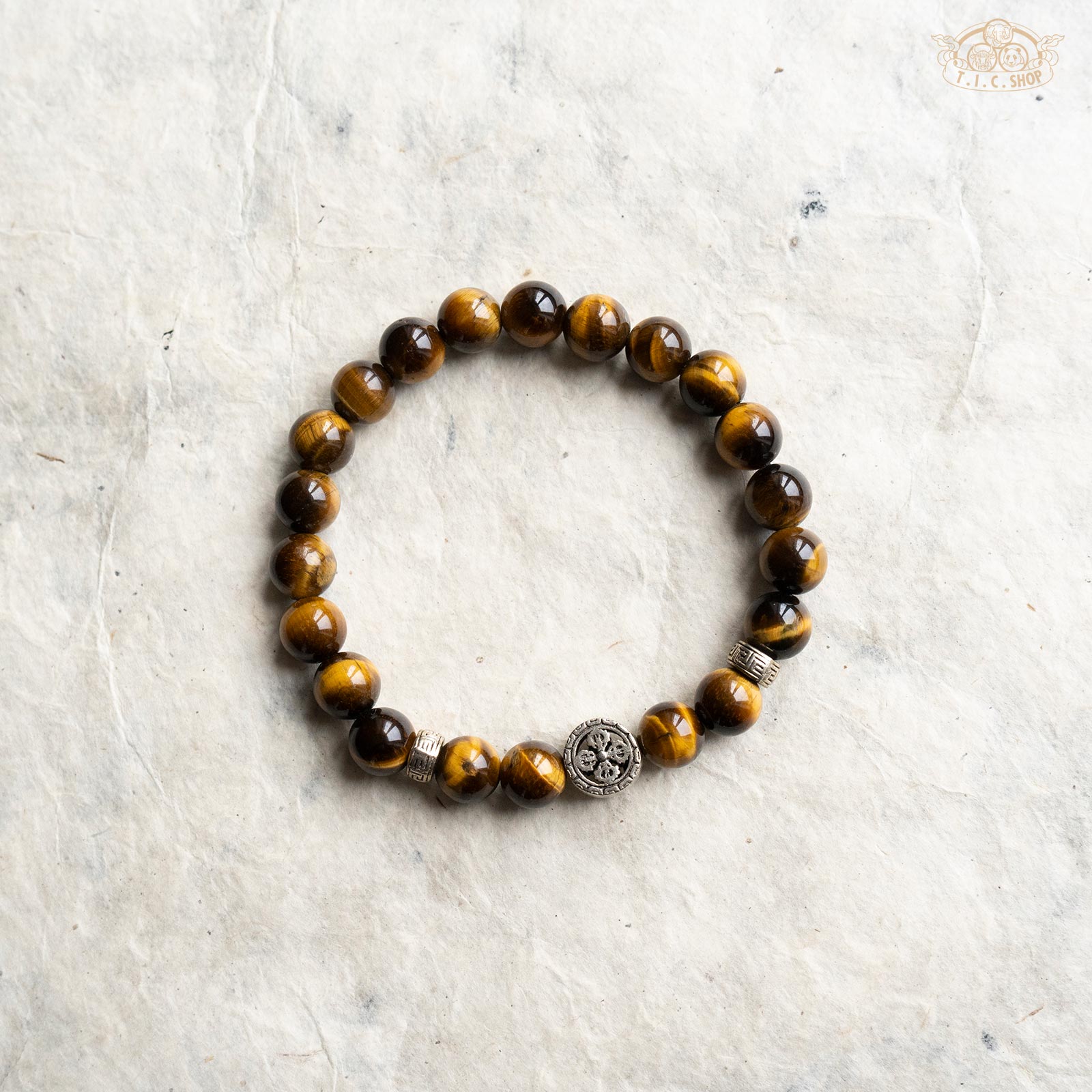 'Double Vajra' Tiger Eye 8mm Beads Bracelet