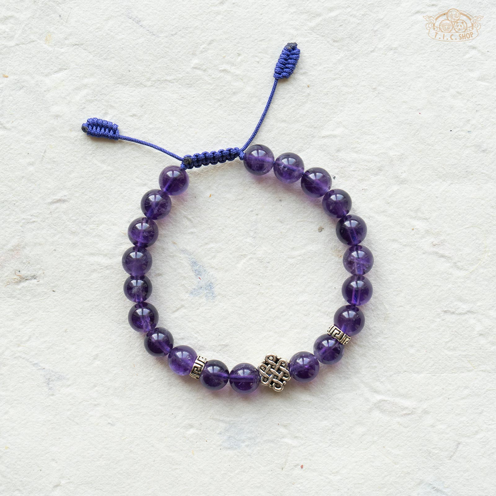 Amethyst 8mm Bead Bracelet with Endless Symbol