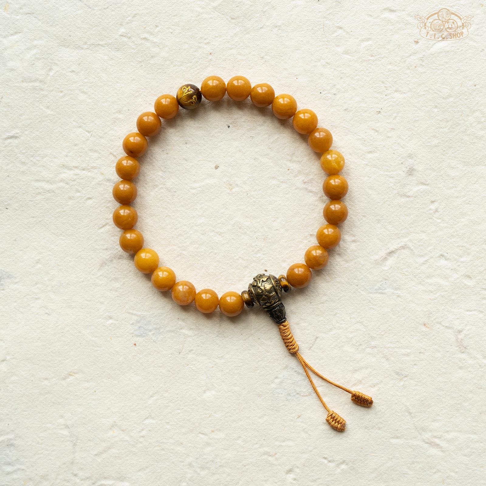 Yellow Jade 8mm Beads Wrist Mala Bracelet