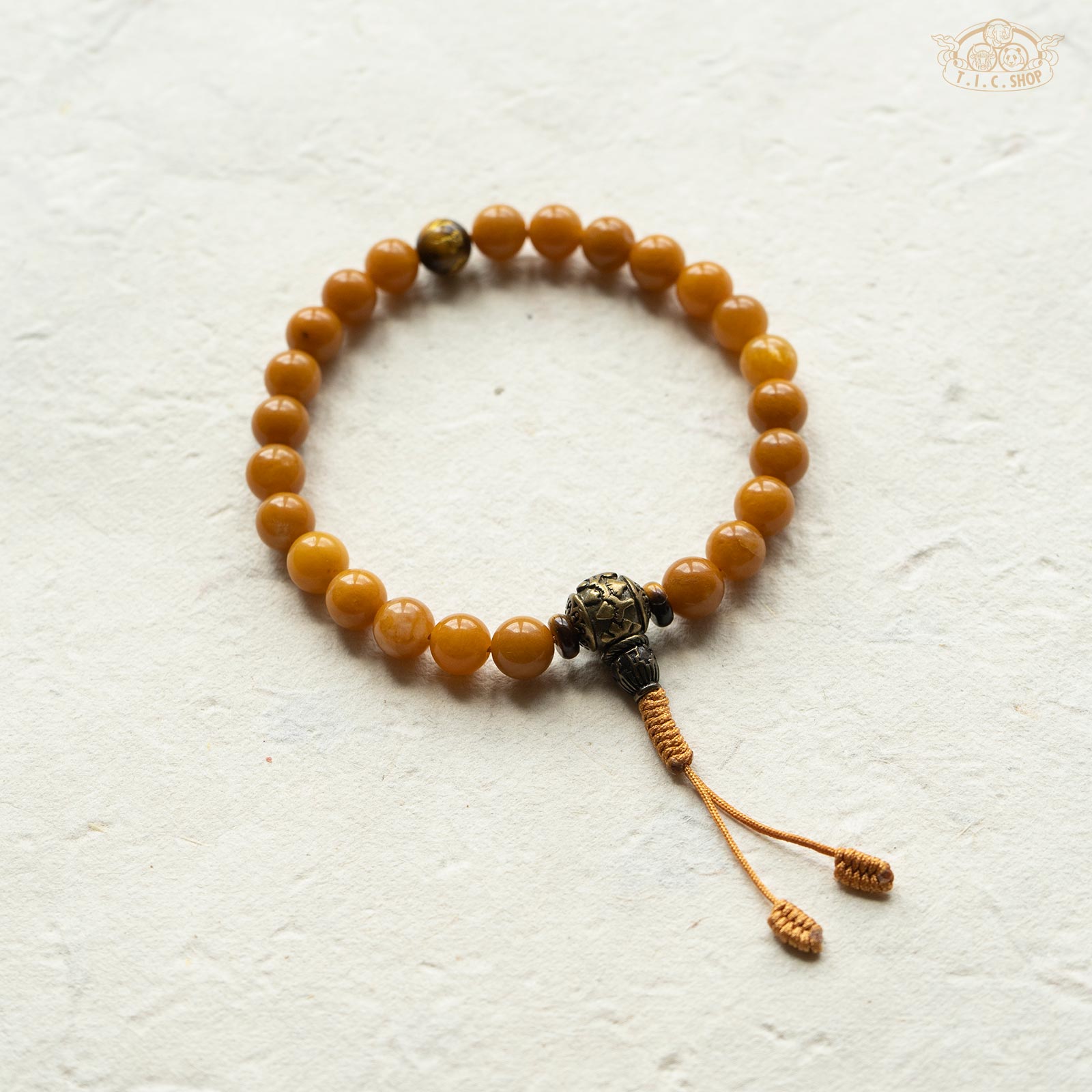 Yellow Chalcedony 8mm Beads Wrist Mala Bracelet