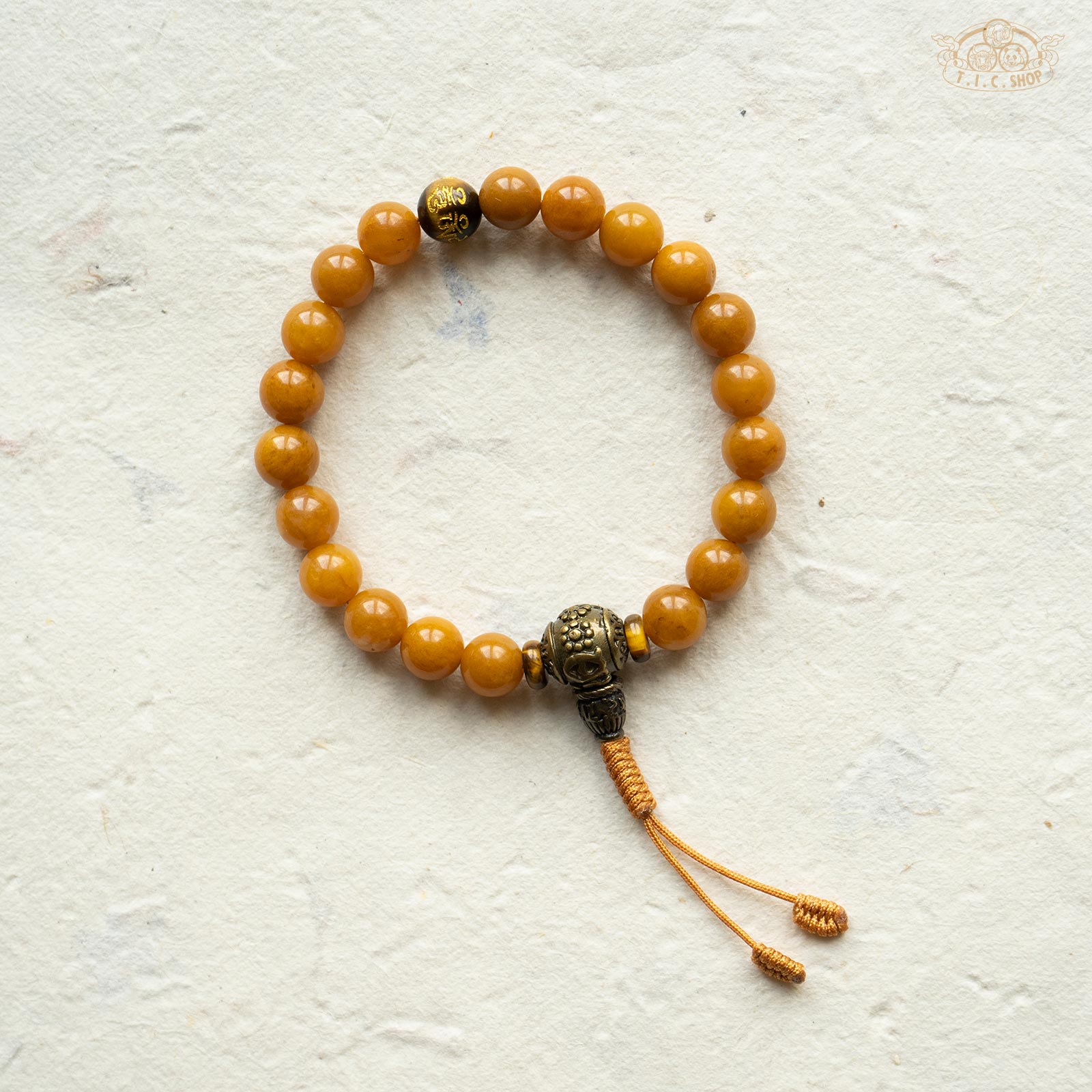 Yellow Chalcedony 8mm Beads Wrist Mala Bracelet