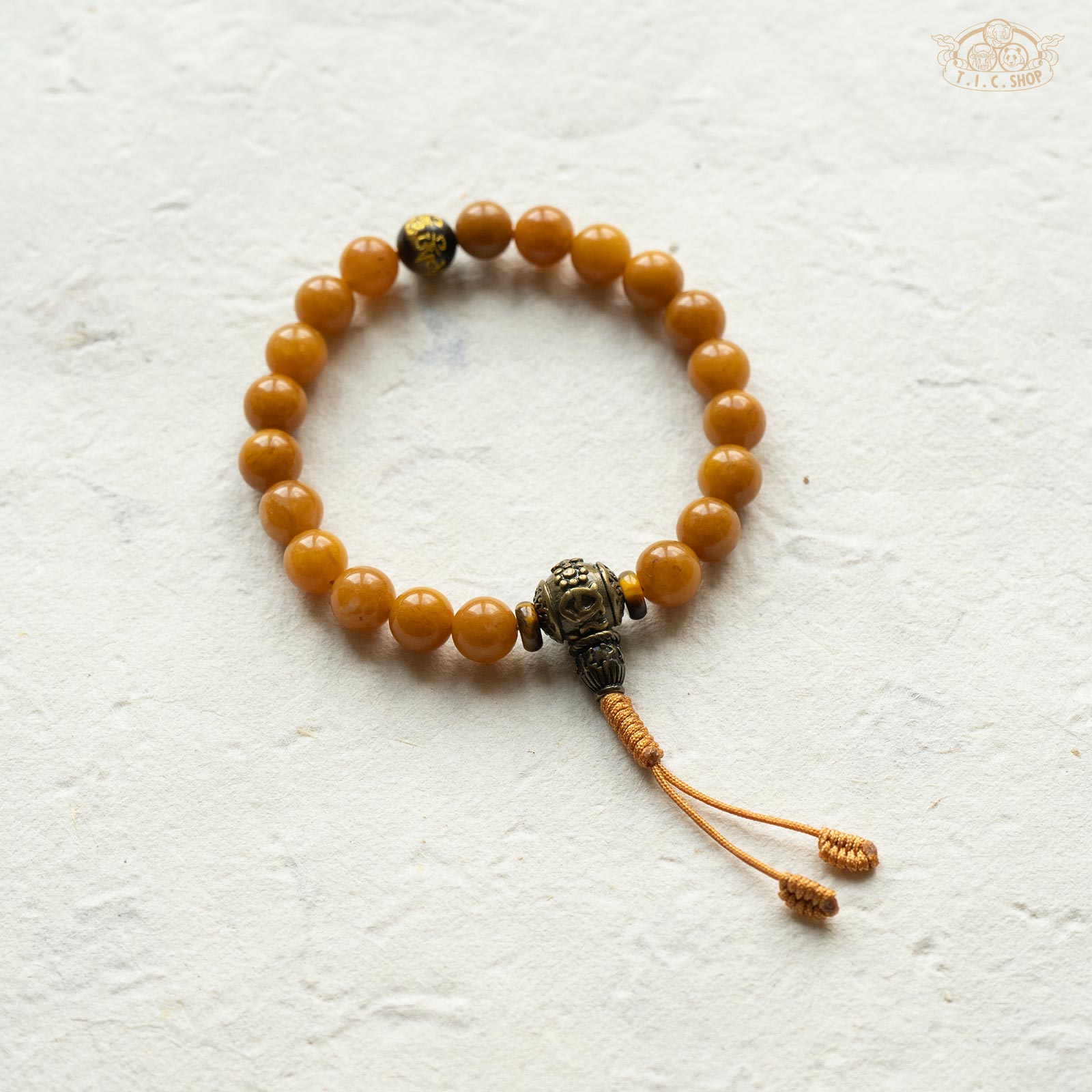 Yellow Jade 8mm Beads Wrist Mala Bracelet