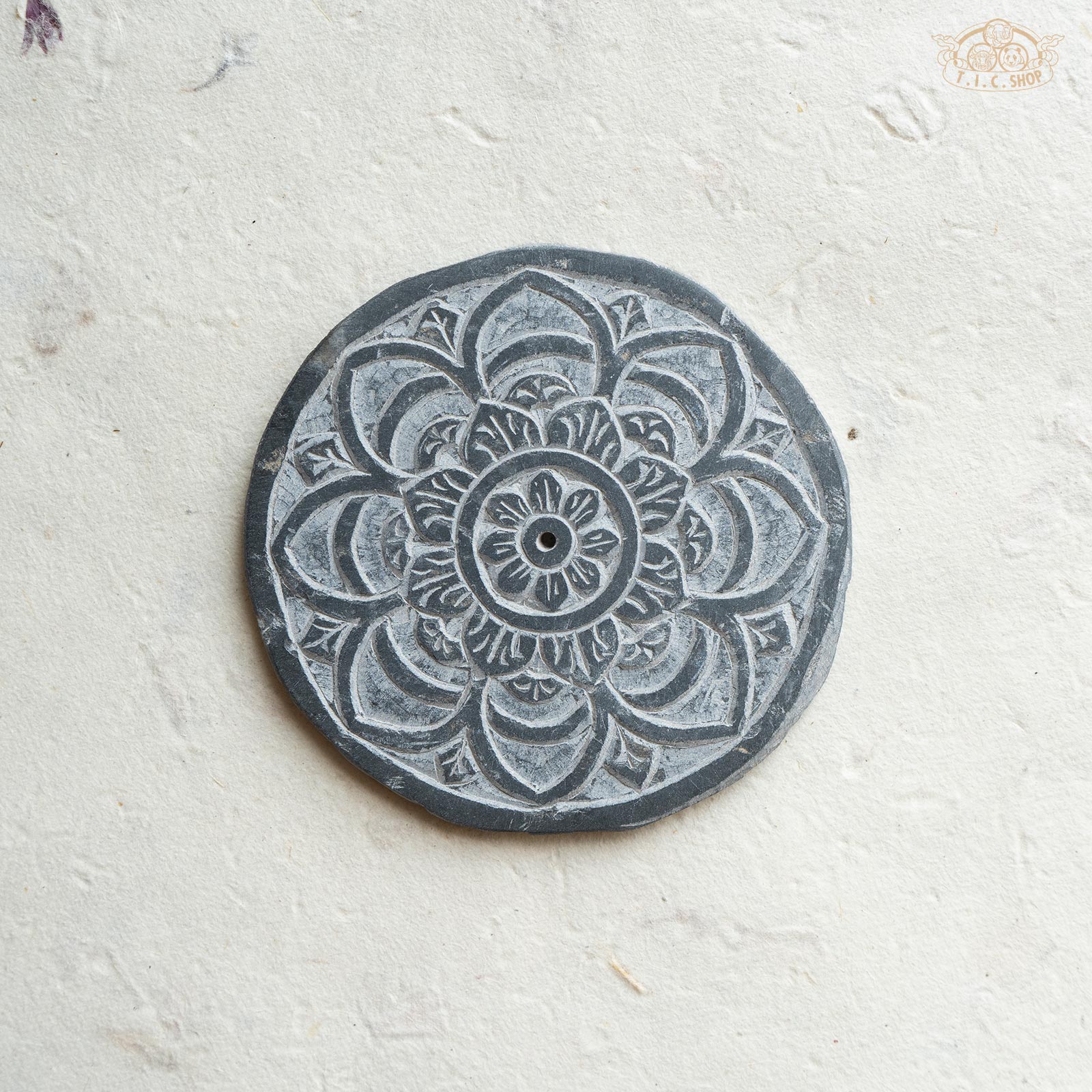 Mandala Hand Carved Stone Incense Holder Plate