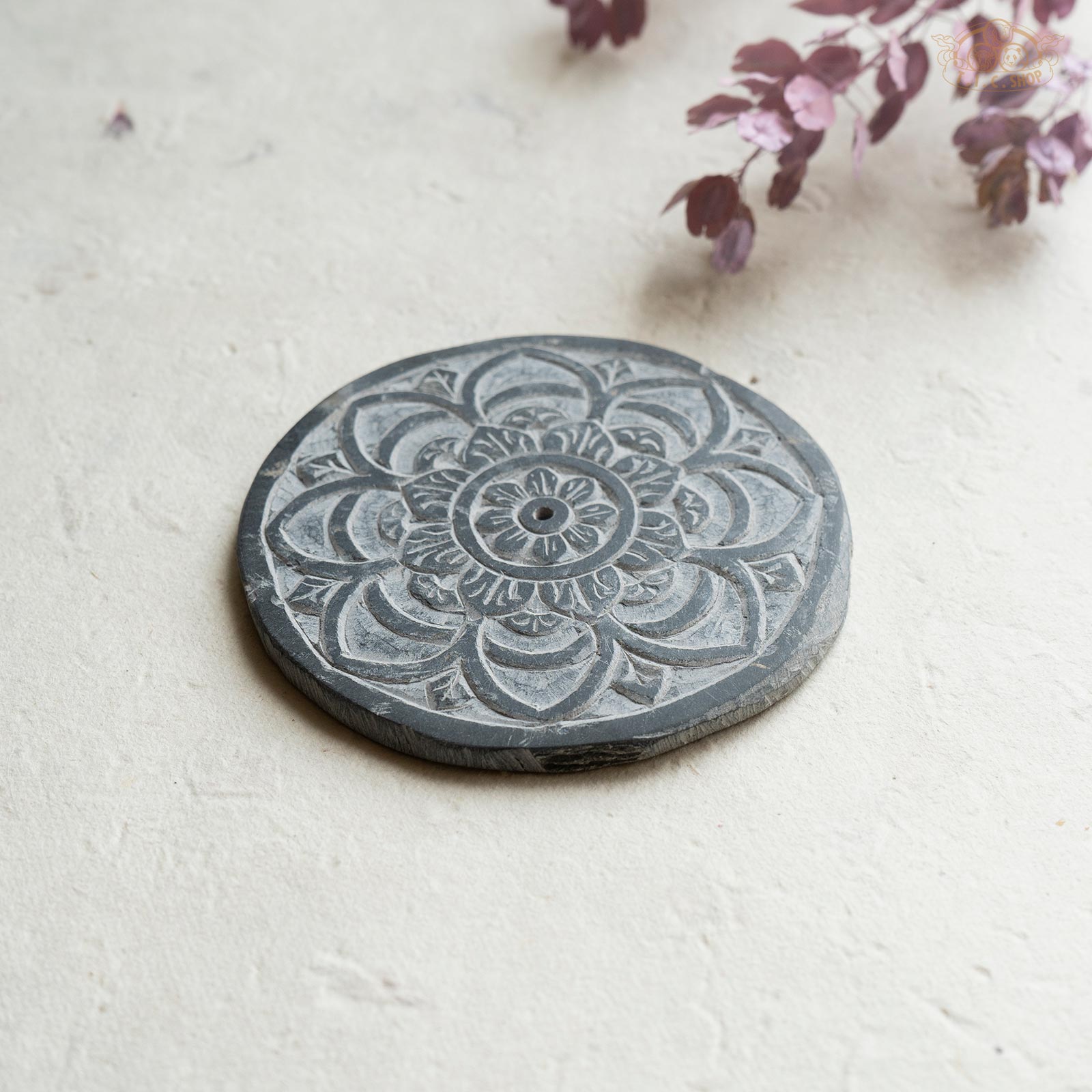 Mandala Hand Carved Stone Incense Holder Plate