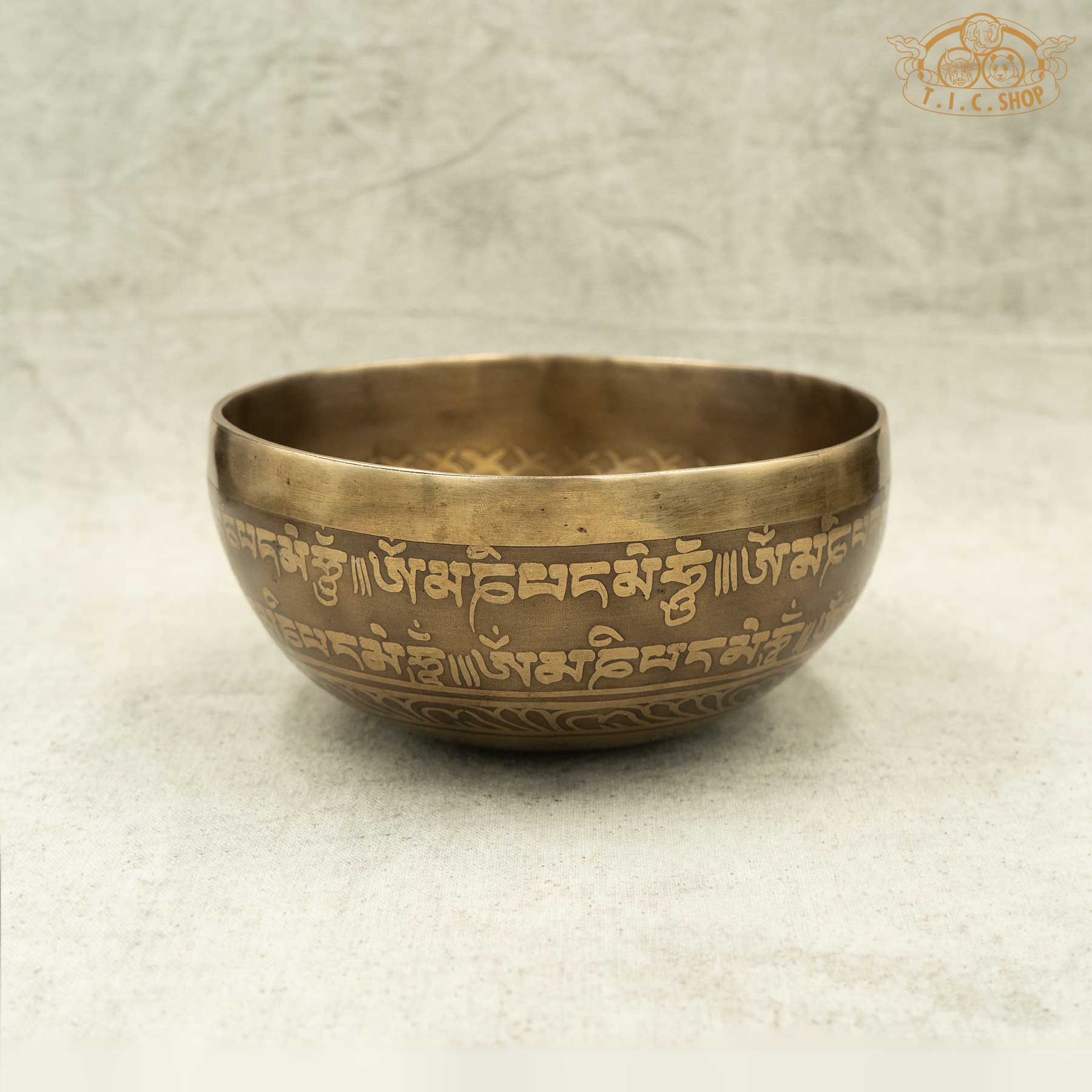 Side View of Double Vajra Brass Singing Bowl 12.5cm