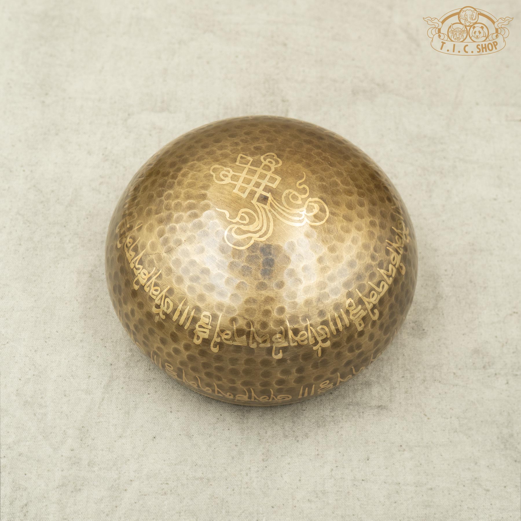 Bottom View of Double Vajra Brass Singing Bowl 13.5cm