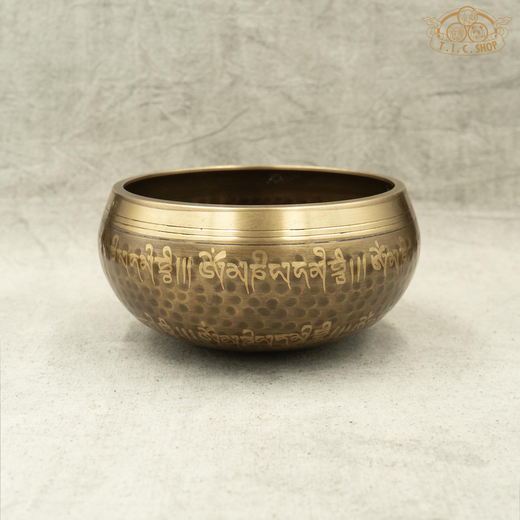Side View of Double Vajra Brass Singing Bowl 13.5cm