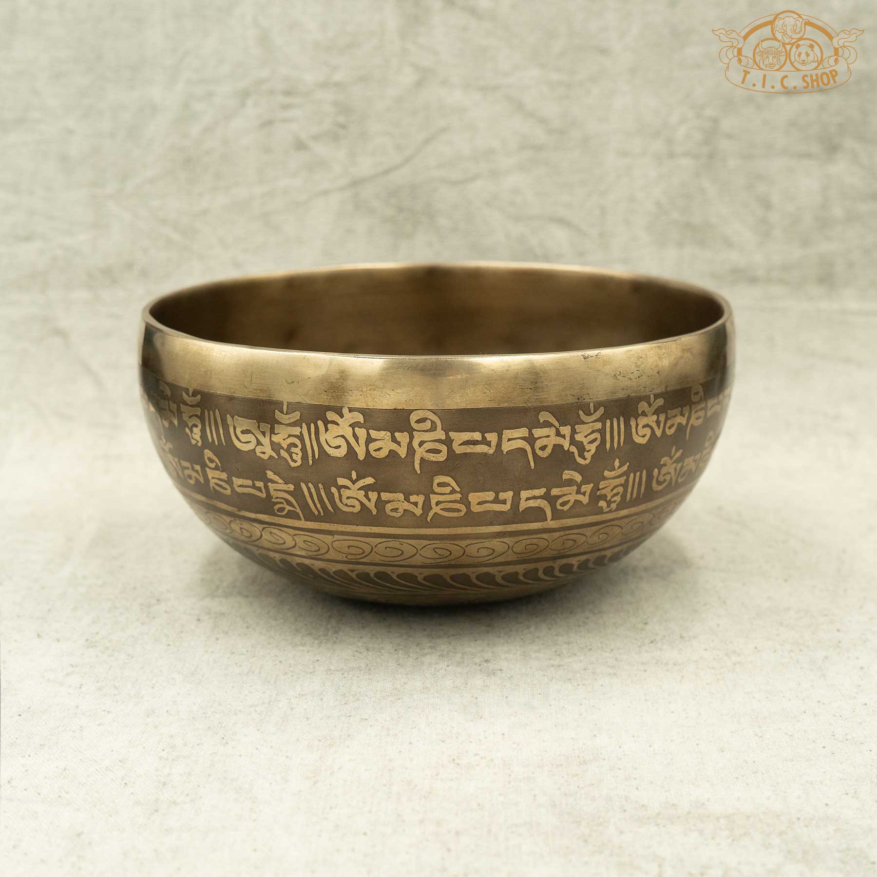Side View of Double Vajra Brass Singing Bowl 15.5cm
