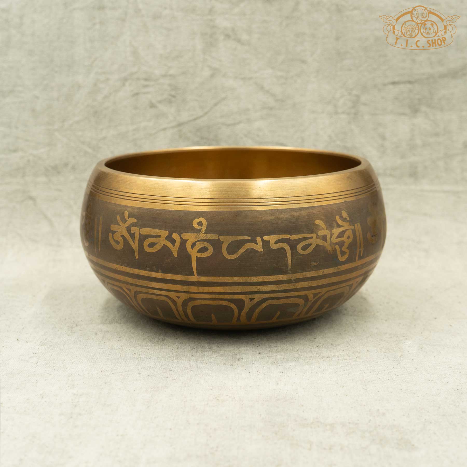 Side View of Five Buddhas Brass Singing Bowl 15cm