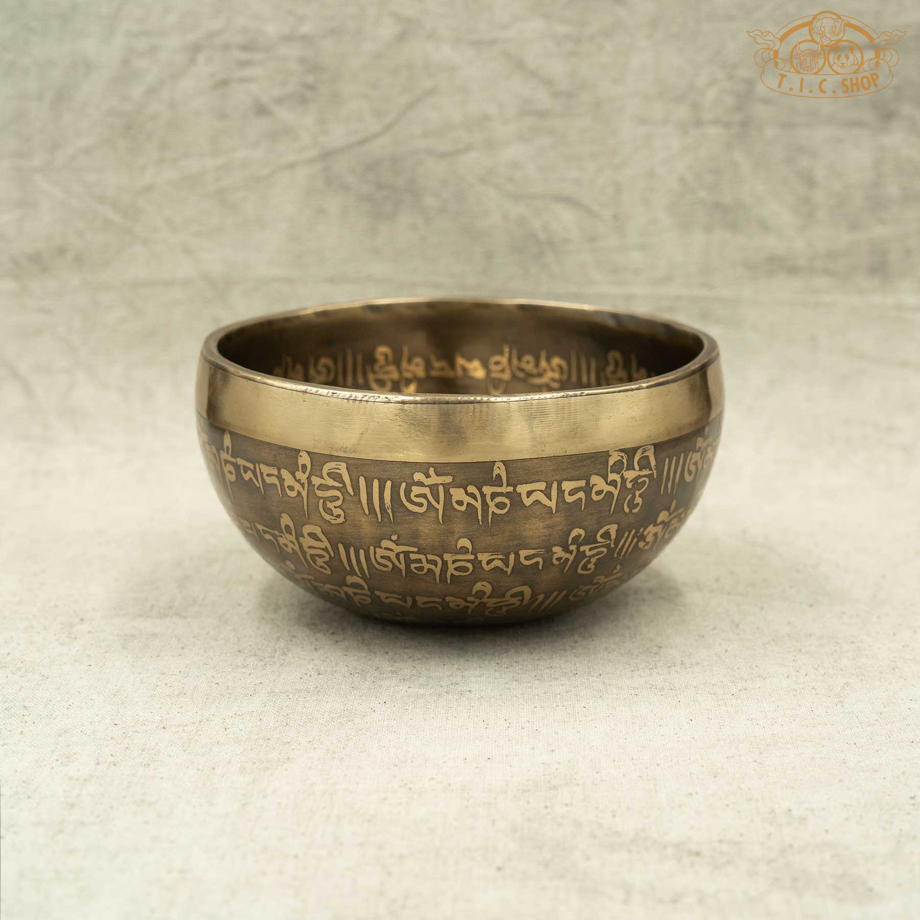 Side View of Flower of Life Brass Singing Bowl 11.5cm