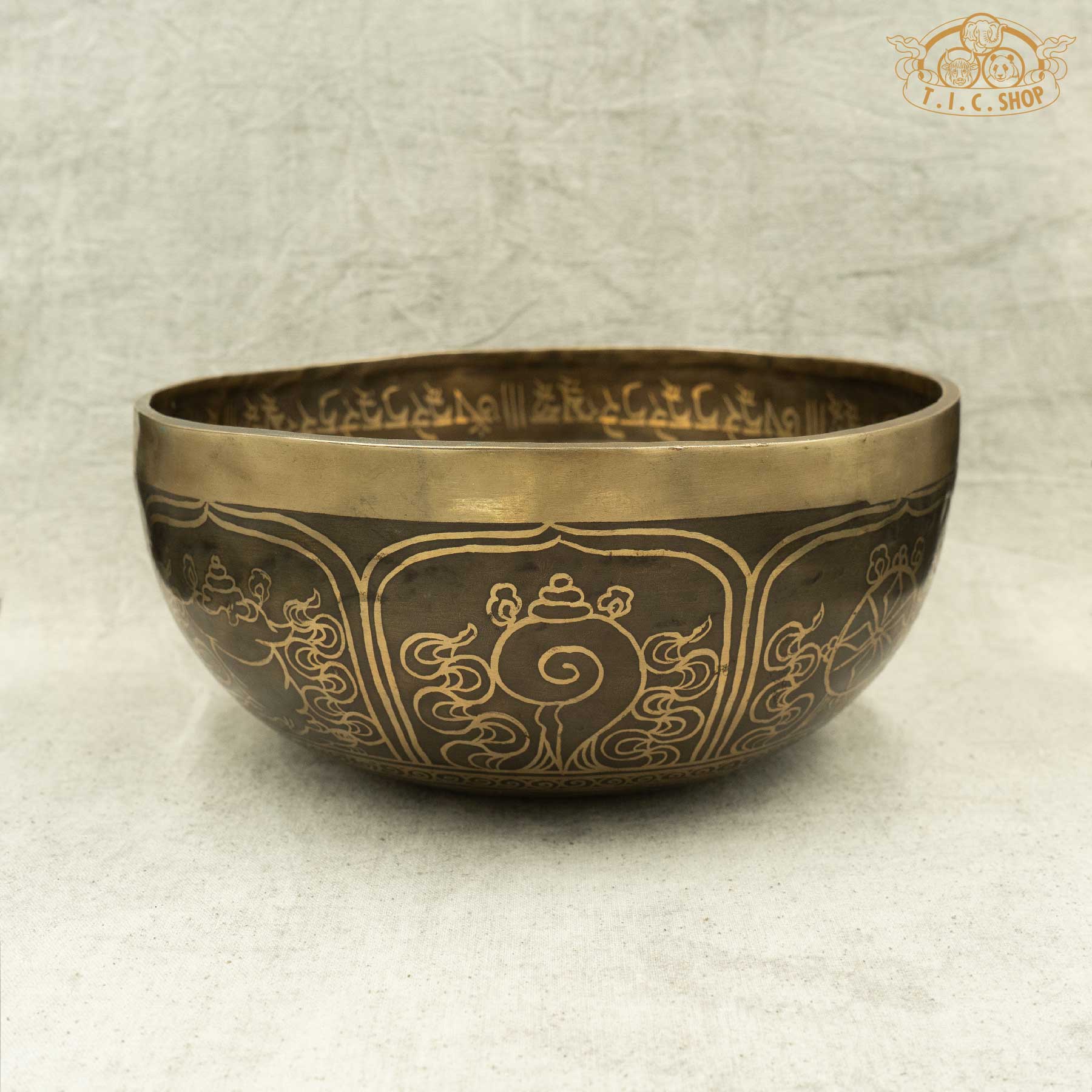 Bottom View of Green Tara Brass Singing Bowl 23cm