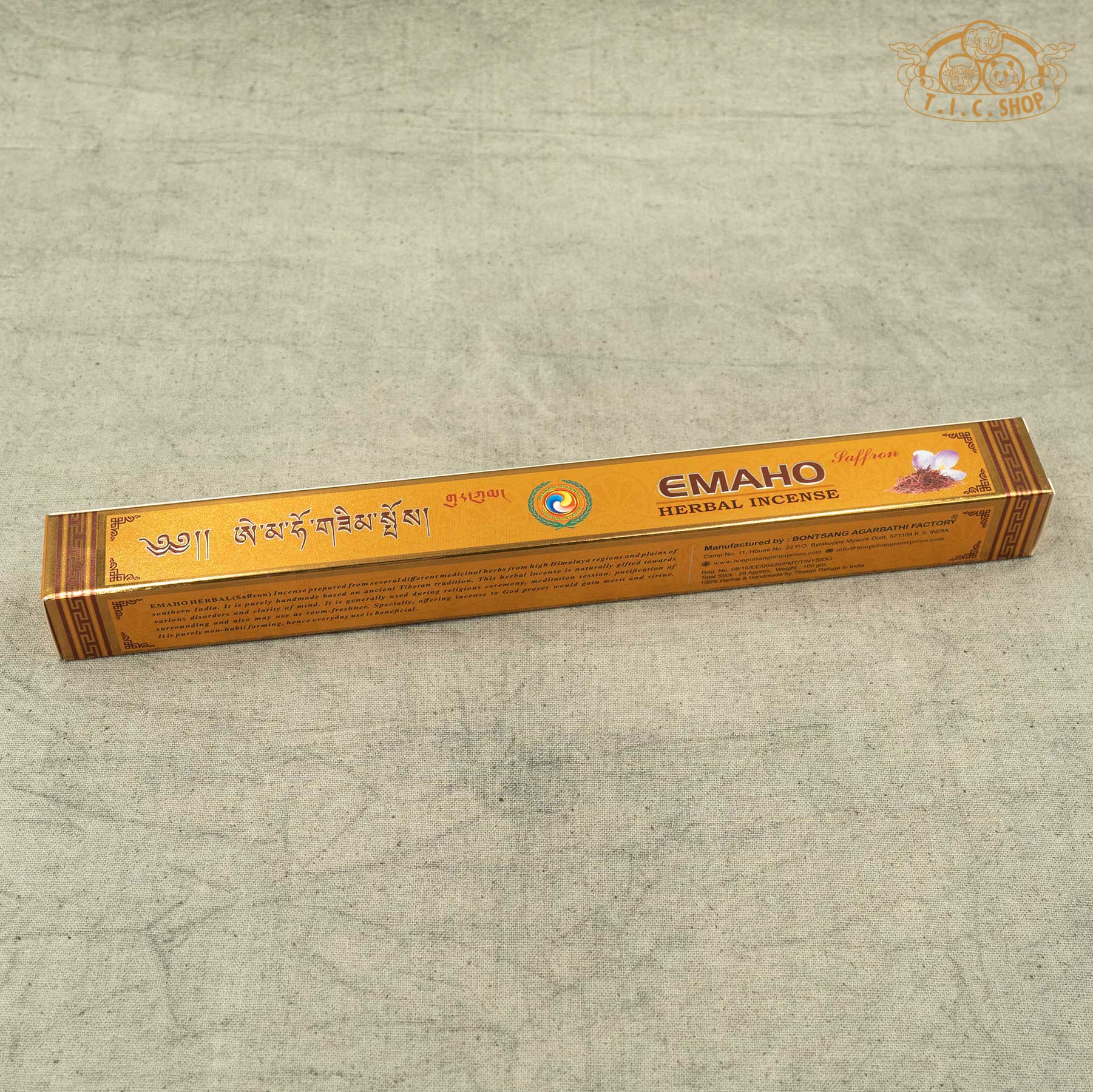 A pack of Emaho Saffron Incense sticks for relaxation and cleansing energy
