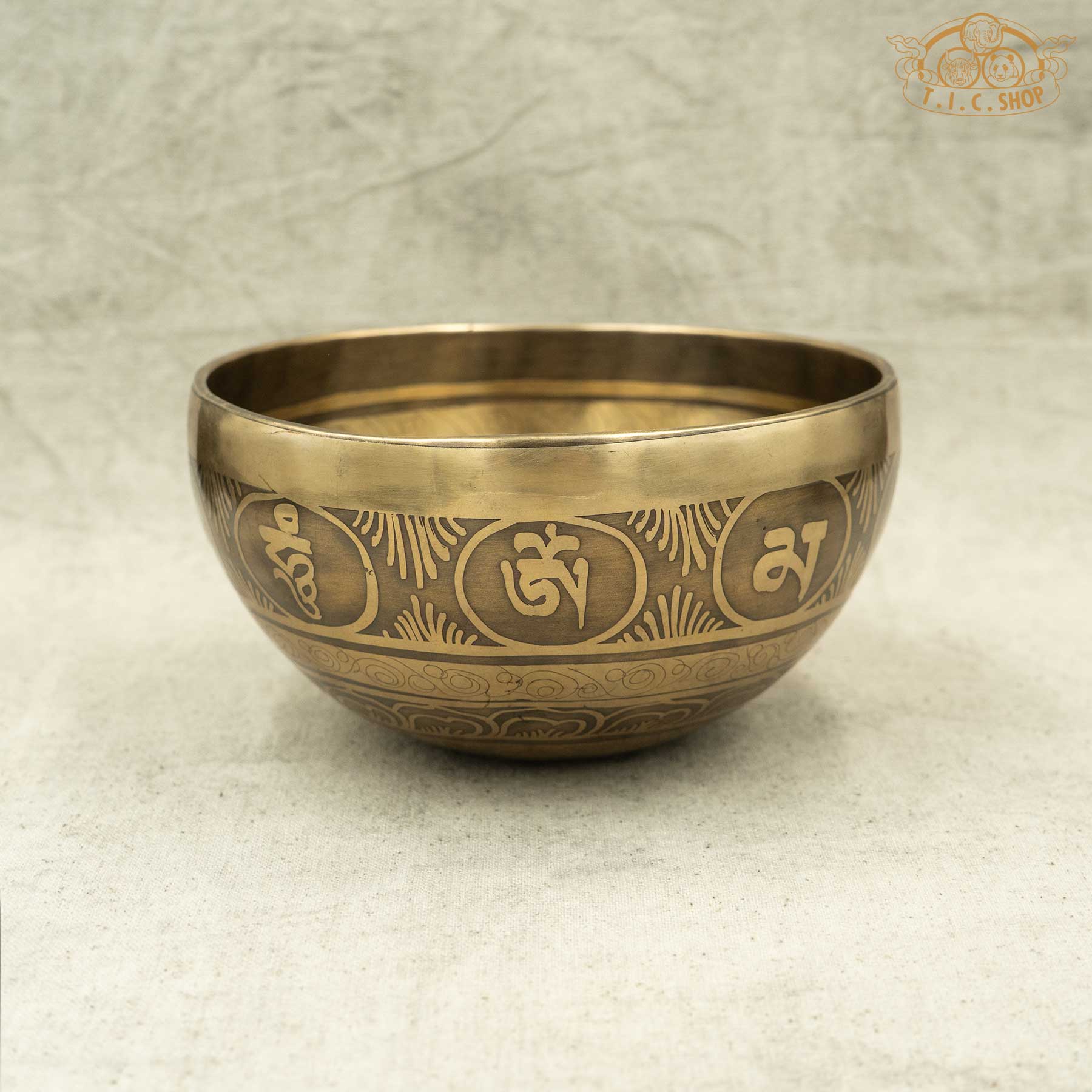 Side View of Lotus Blossom Brass Singing Bowl 13cm
