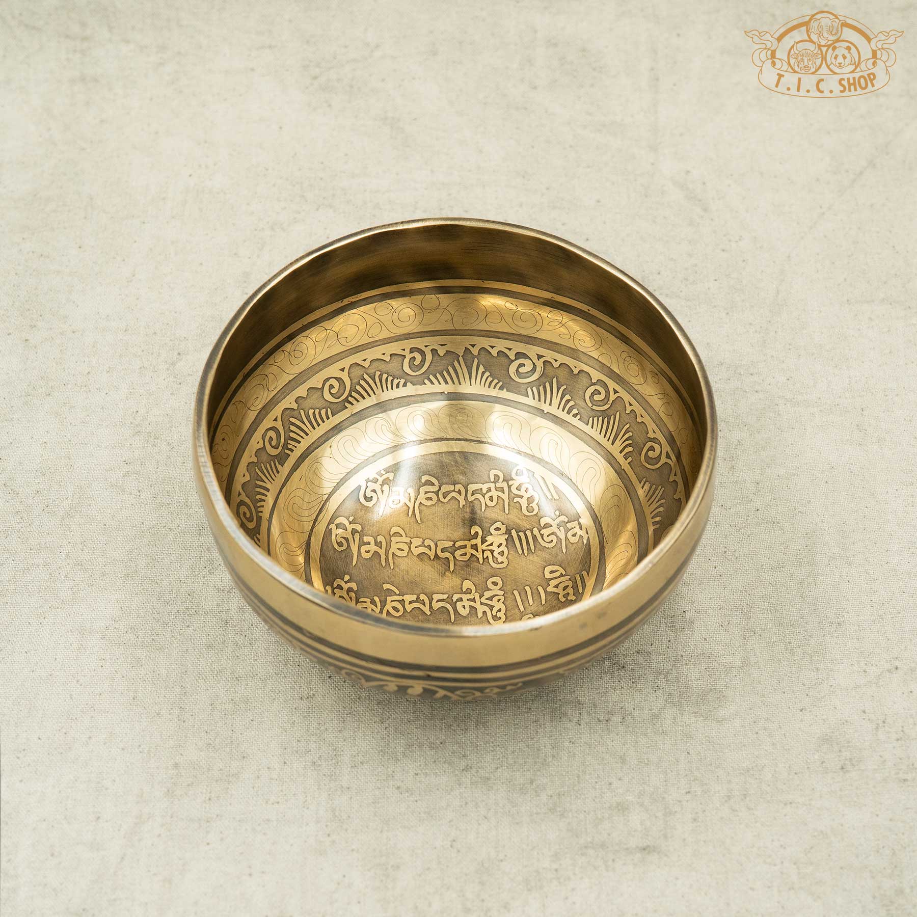 Om Mani Padme Hum Mantra Brass Singing Bowl 13cm