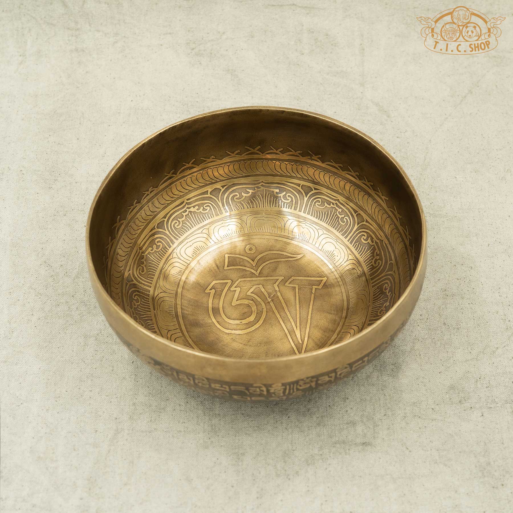 Om Symbol Brass Singing Bowl 17cm