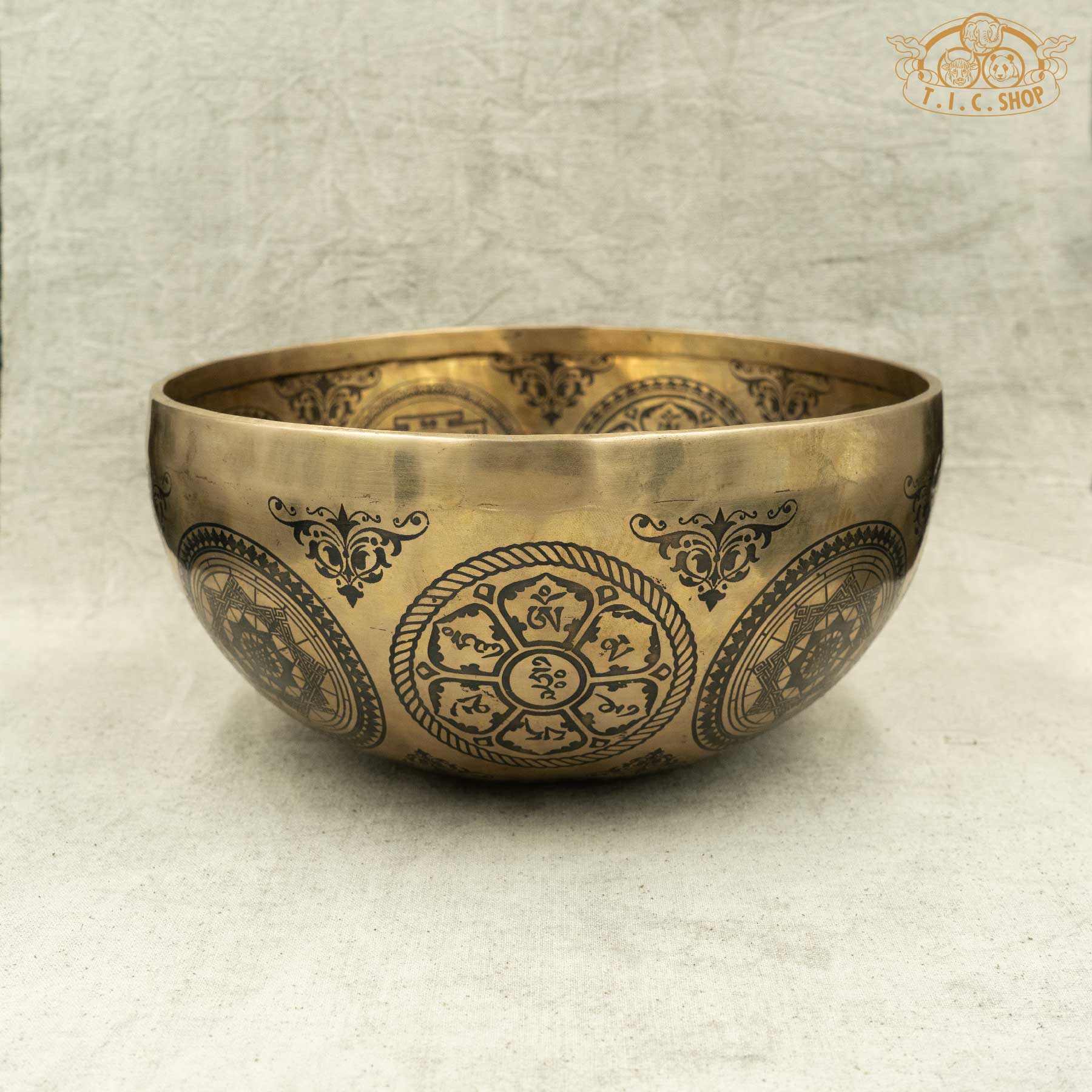 Side View of Shakyamuni Buddha Brass Singing Bowl 23cm