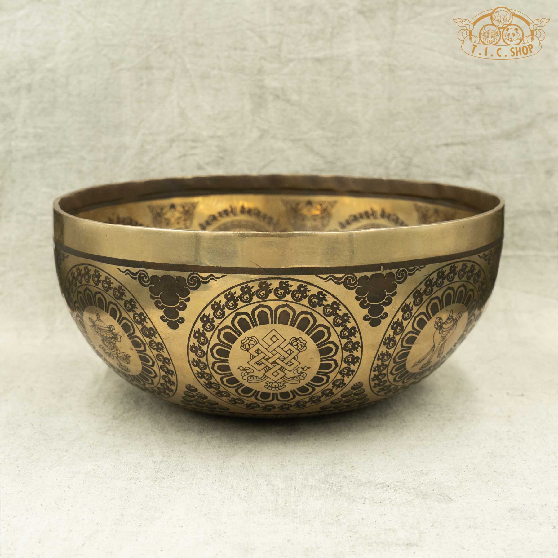 Side View of Shakyamuni Buddha Brass Singing Bowl 25.5cm
