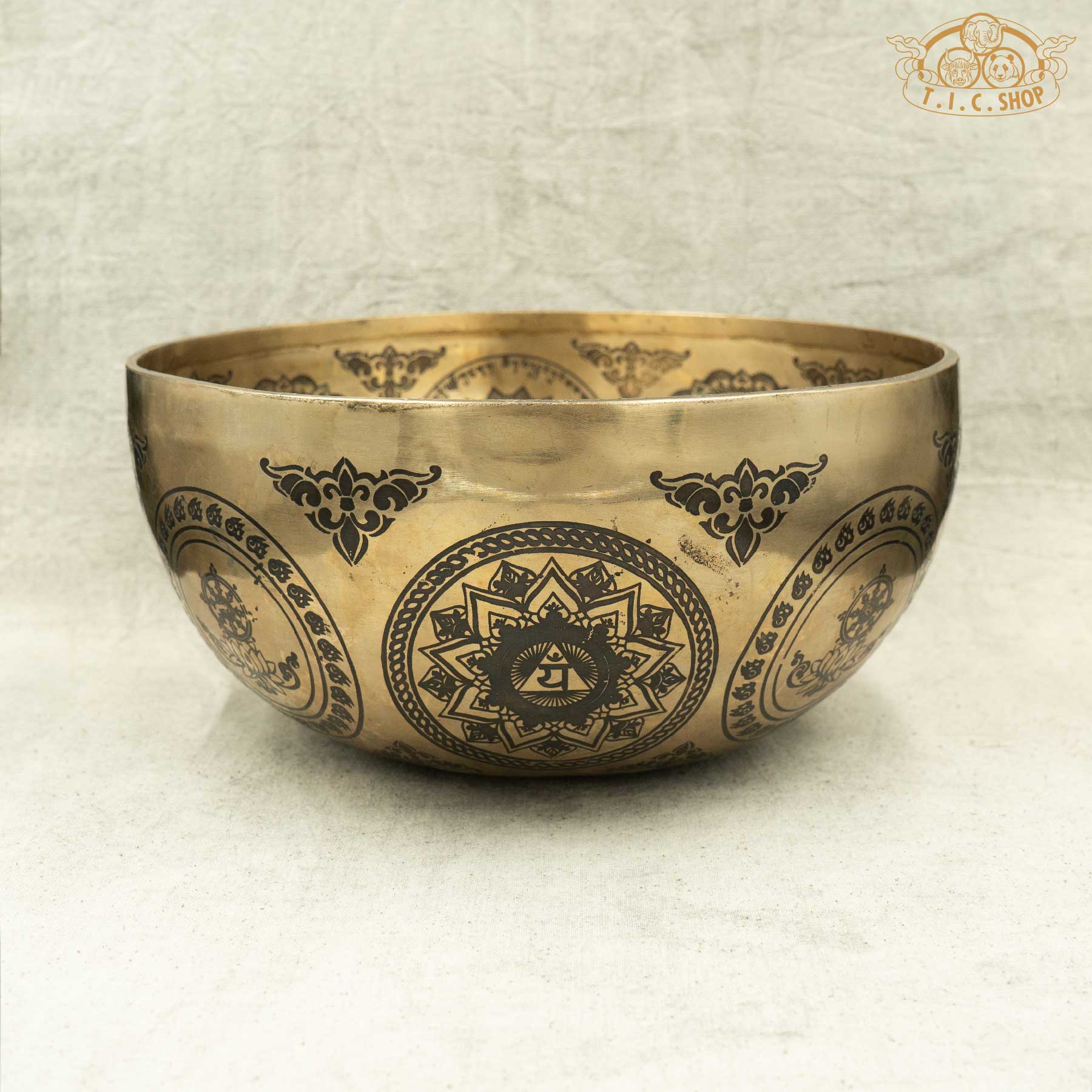 Side View of Shakyamuni Buddha Brass Singing Bowl 25cm
