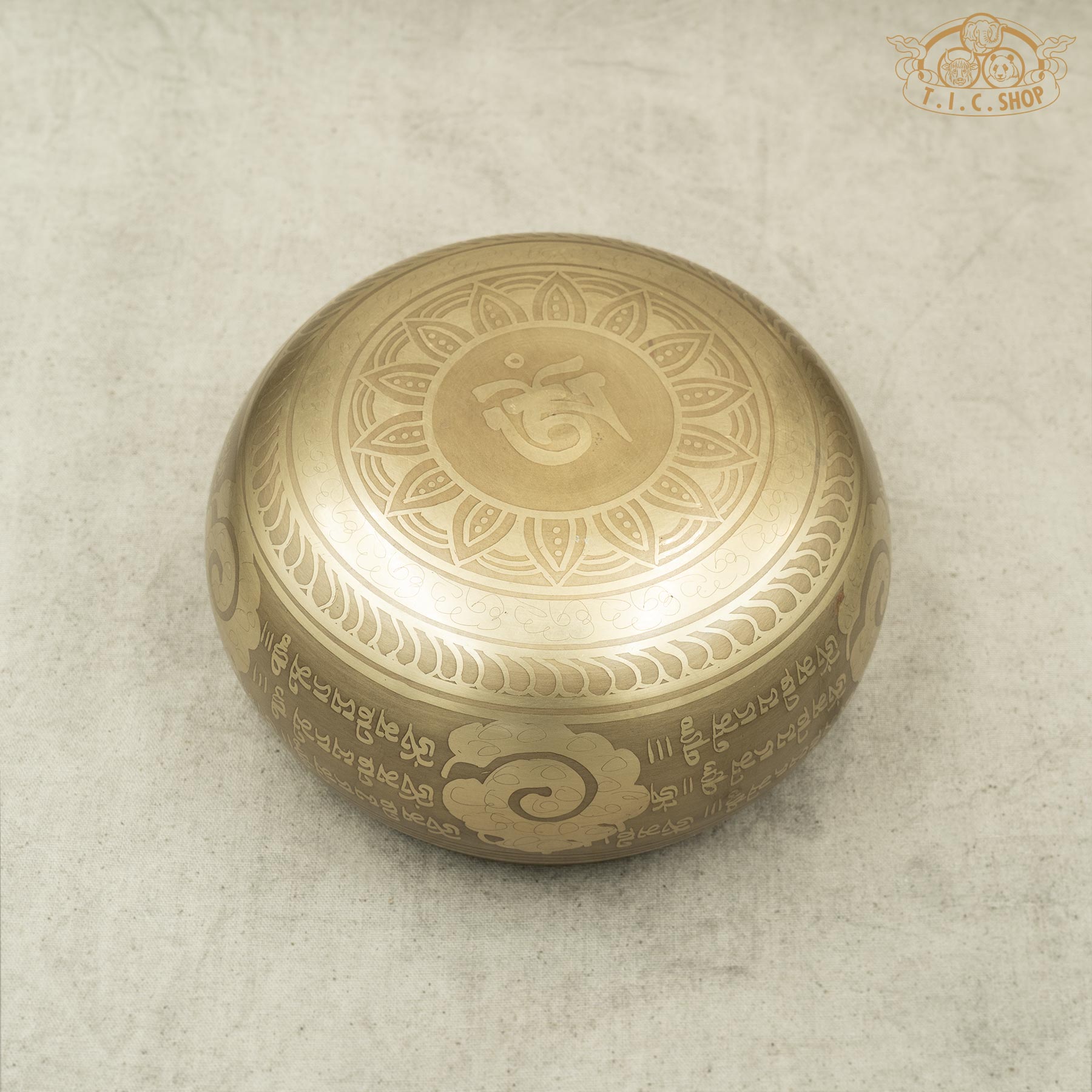 Bottom View of Shakyamuni Buddha Relief Brass Singing Bowl 15cm