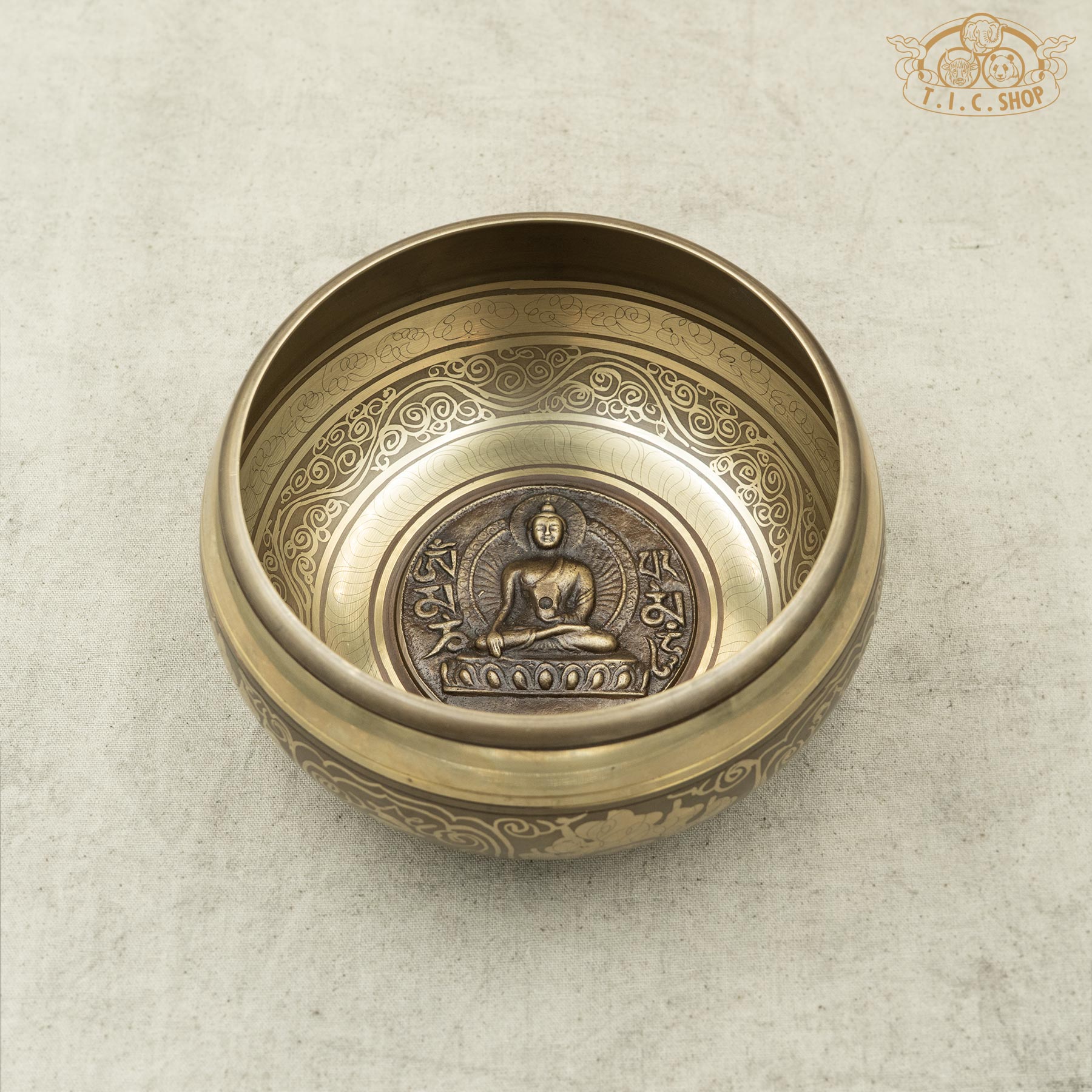 Shakyamuni Buddha Relief Brass Singing Bowl 15cm