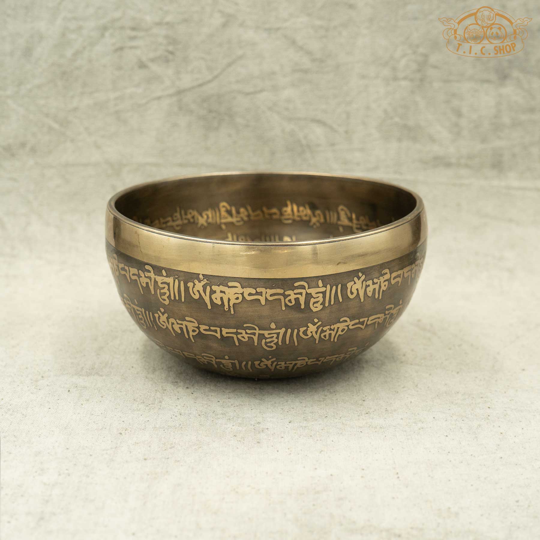 Side View of Solar Plexus Mandala Brass Singing Bowl 12cm