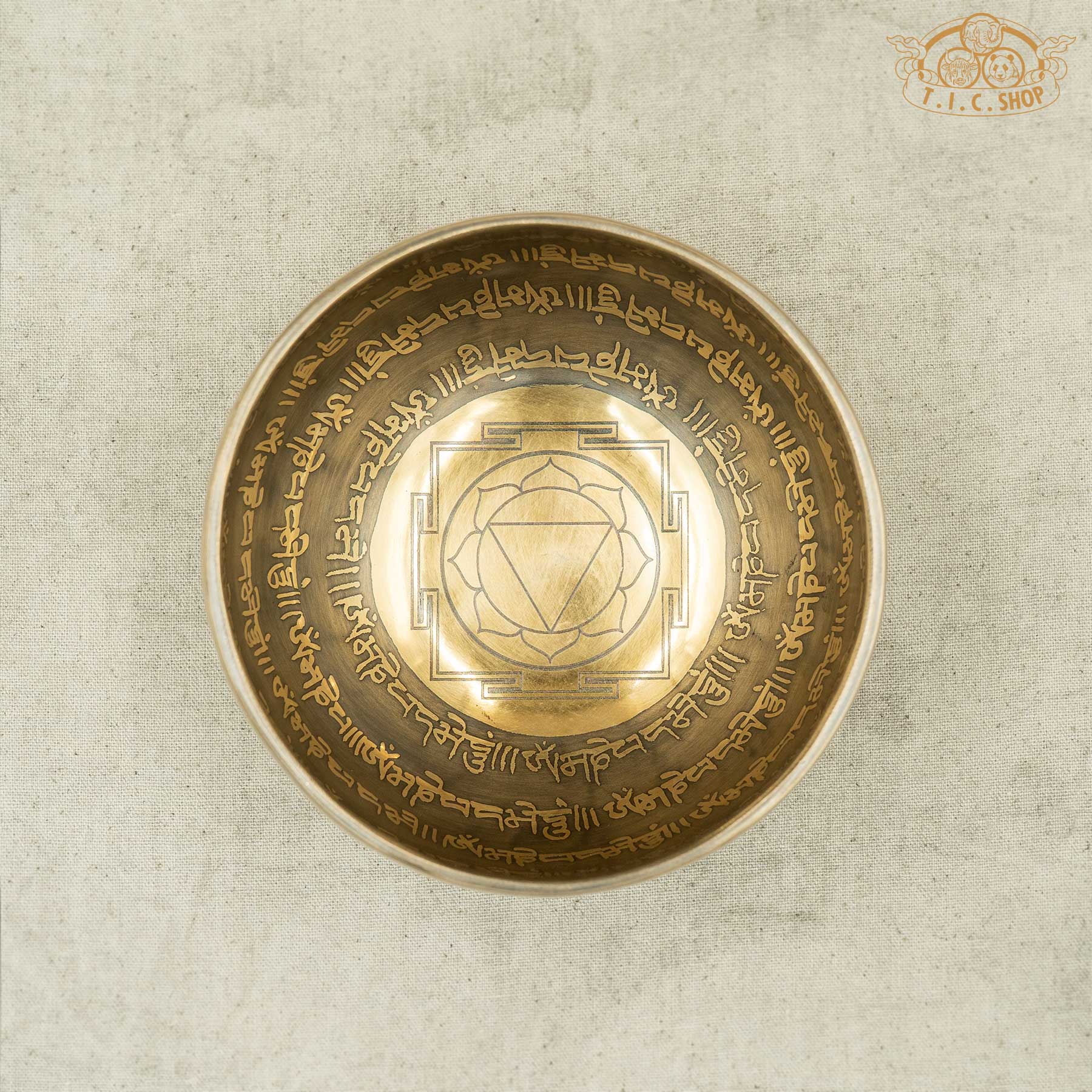 Top View of Solar Plexus Mandala Brass Singing Bowl 12cm