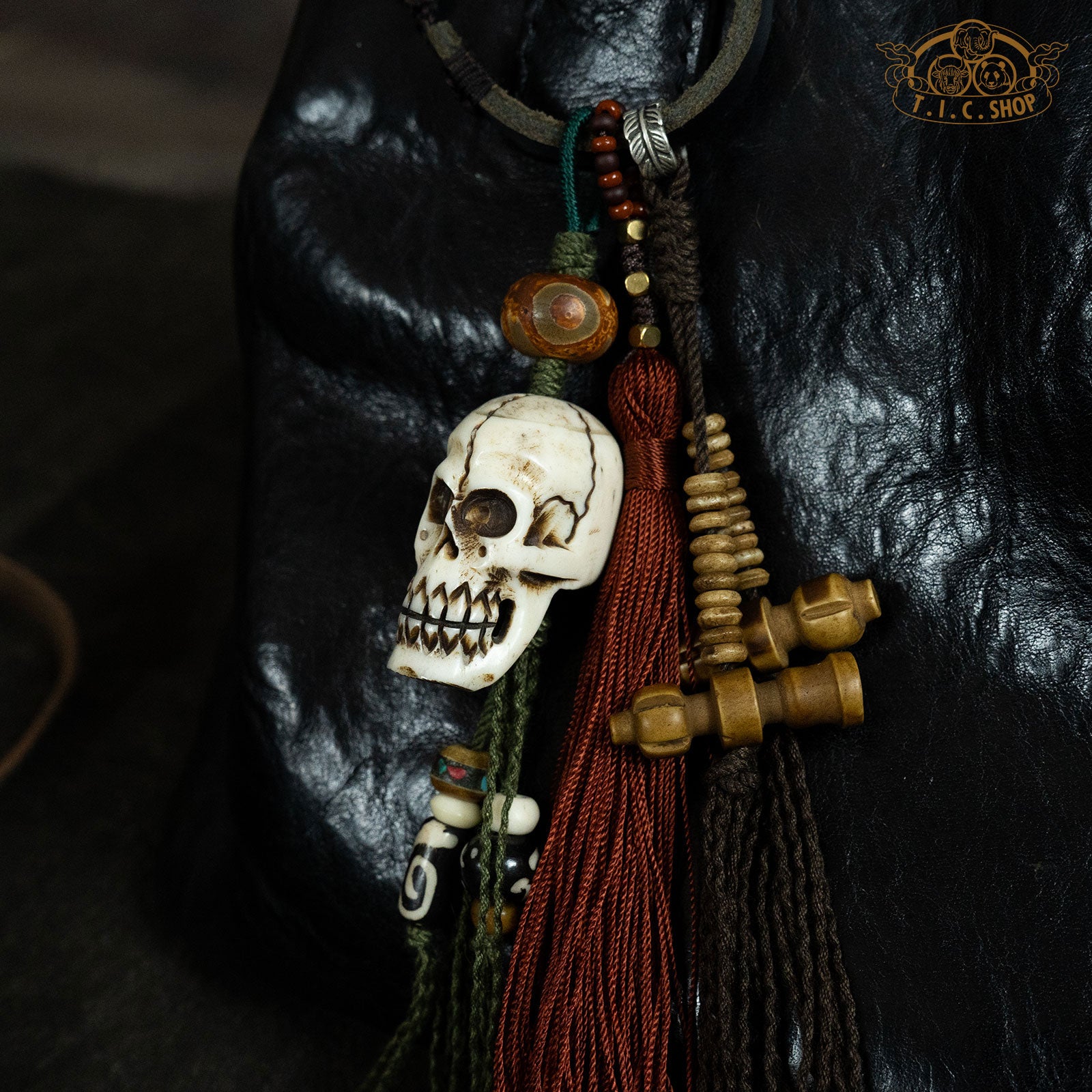 detail of handcrafted pendant amulet