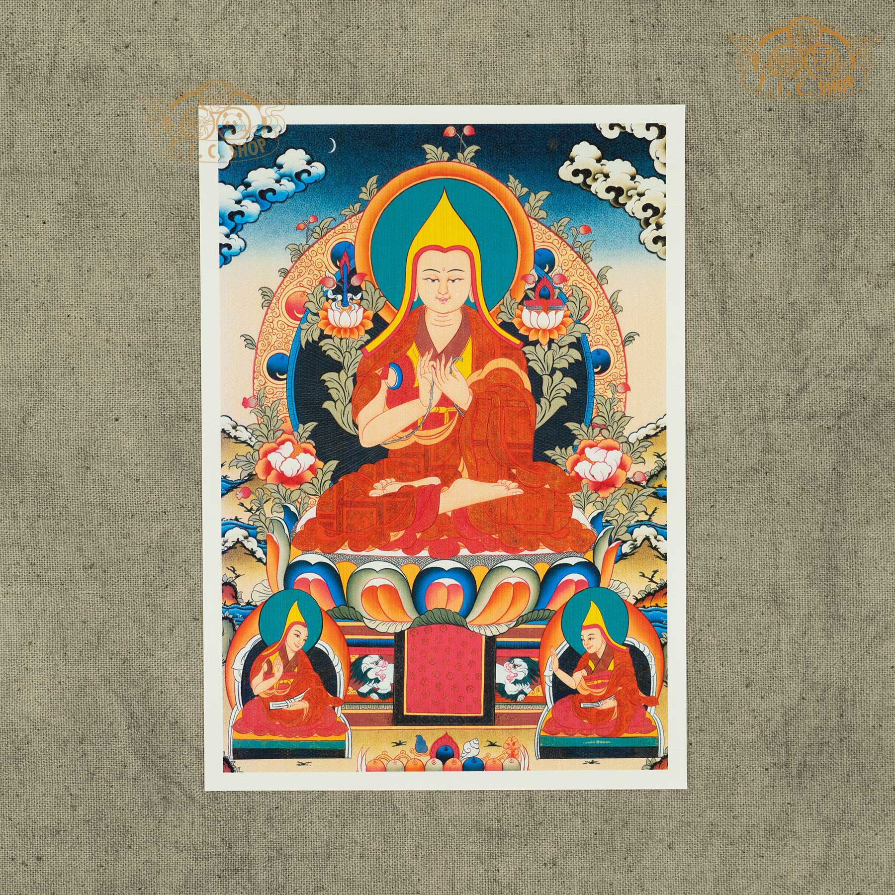 Je Tsongkhapa Tibetan Buddhism founder canvas print for meditation, home altar, and spiritual décor