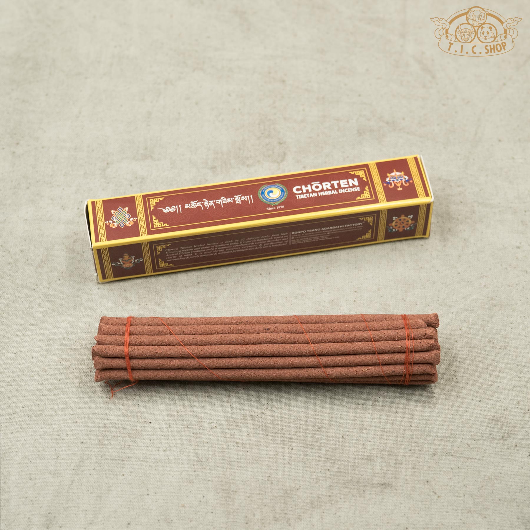 Chorten Tibetan incense short packaging with incense sticks