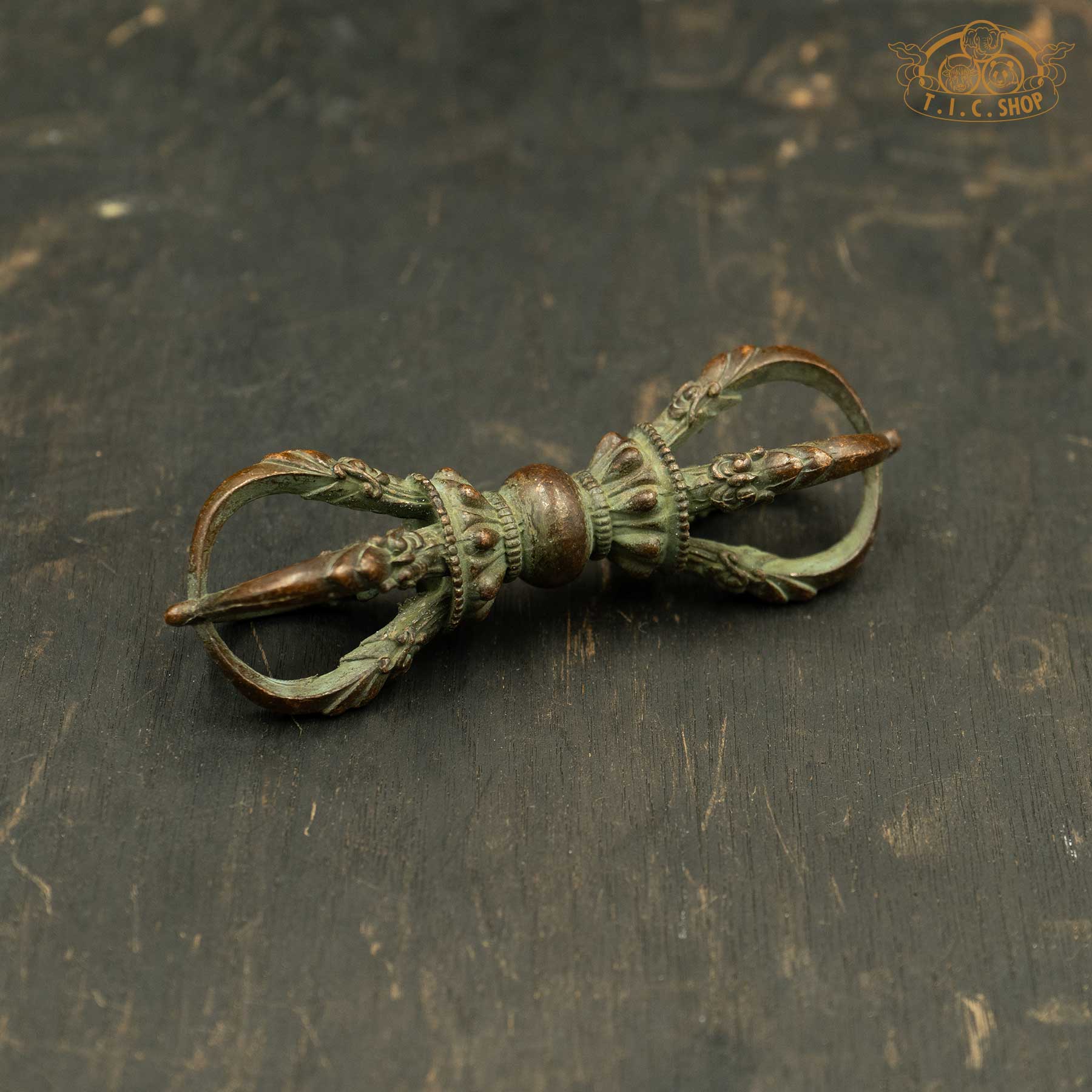 Bronze Tibetan Five-Pronged Vajra Dorje handmade for Buddhist rituals and meditation practice