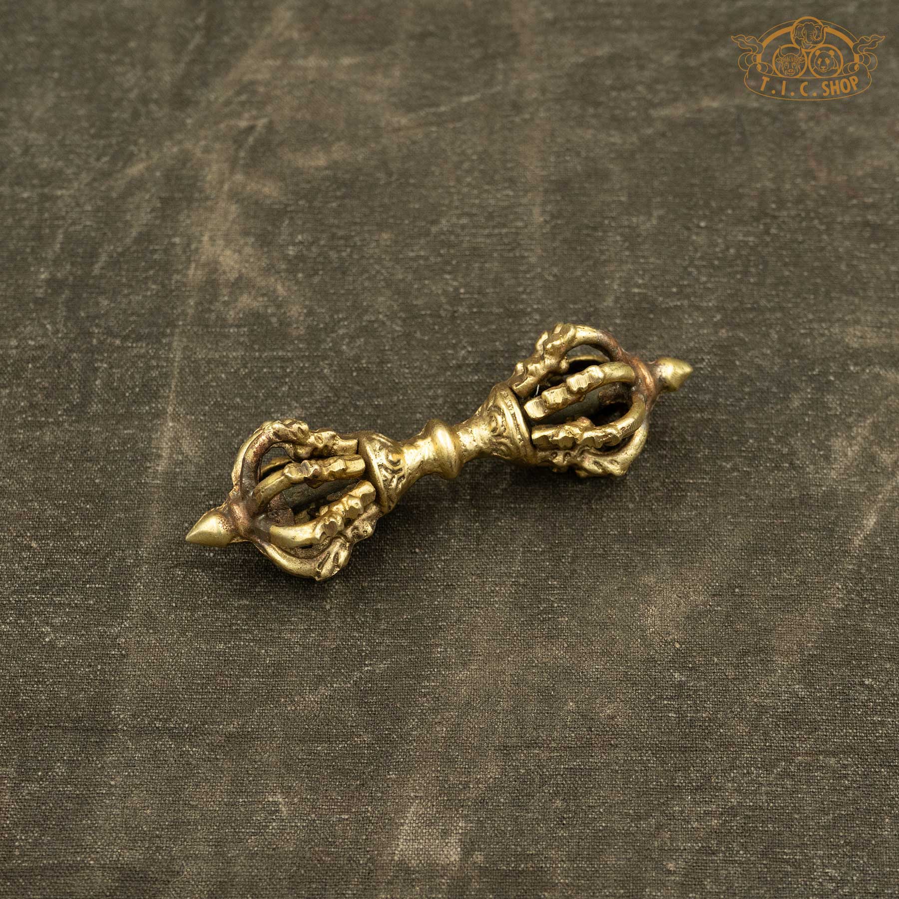 Brass Tibetan Nine-Pronged Vajra Dorje handcrafted for rituals and meditation practice