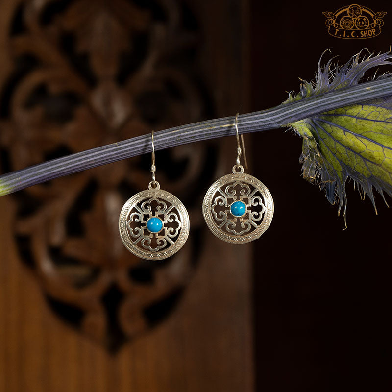 Mandala Tibetan Style 925 Silver Earring