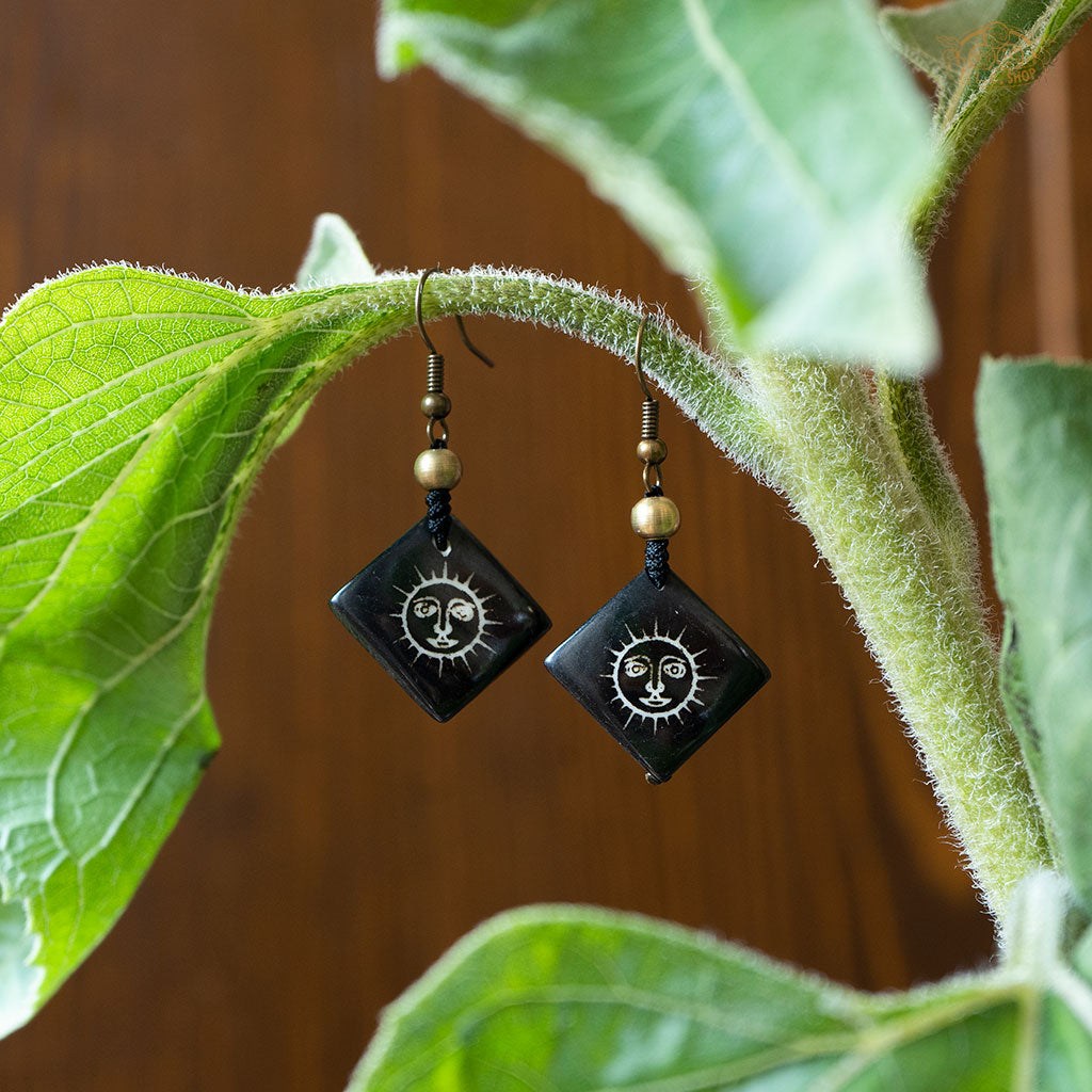 Sun God Yak Bone Earrings