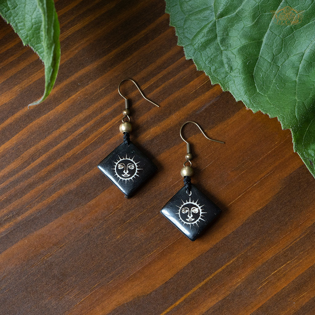 Sun God Yak Bone Earrings