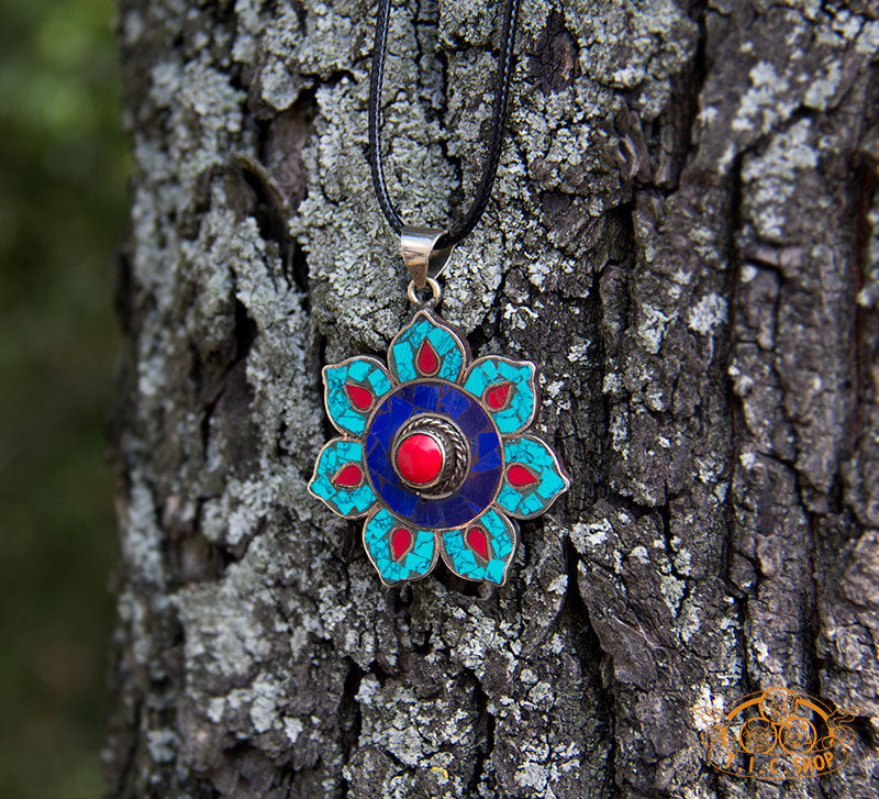 Lotus Blossom Handmade Tibetan Style Pendant Necklace