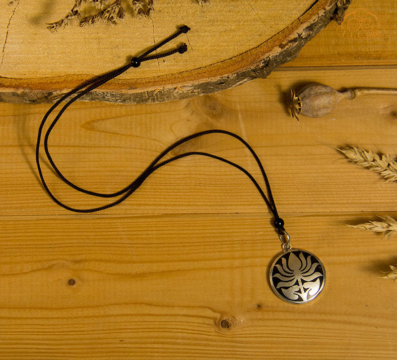 Lotus Blossom Tibetan Style Inlay Pendant Necklace
